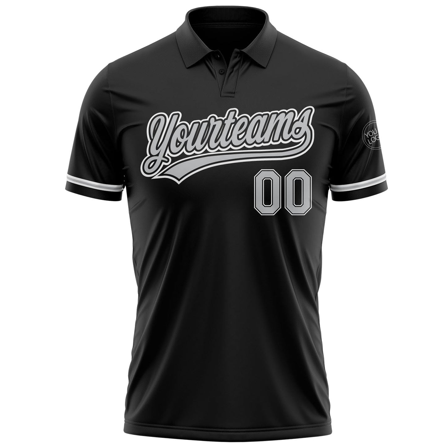Custom Black Gray-White Performance Vapor Golf Polo Shirt view 2