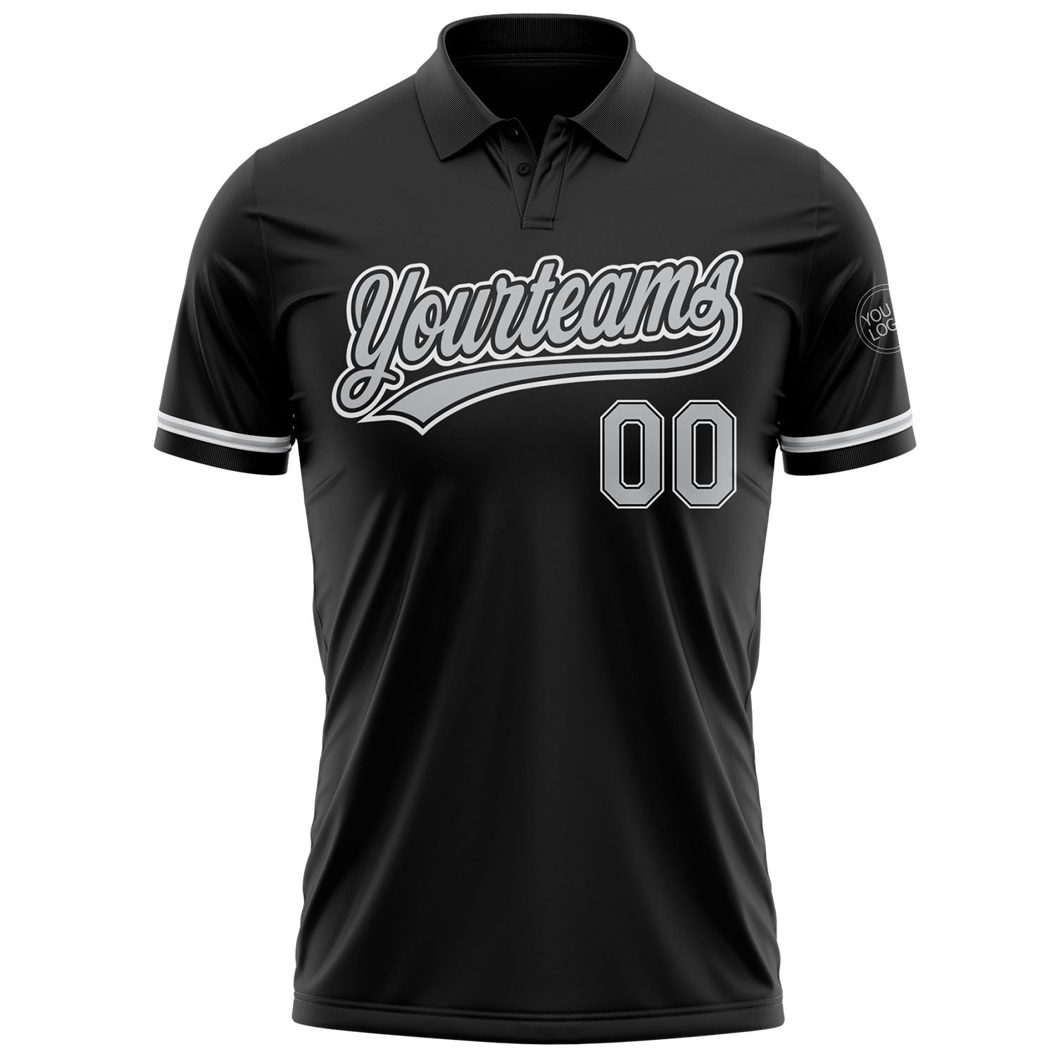 Custom Black Gray-White Performance Vapor Golf Polo Shirt view 2