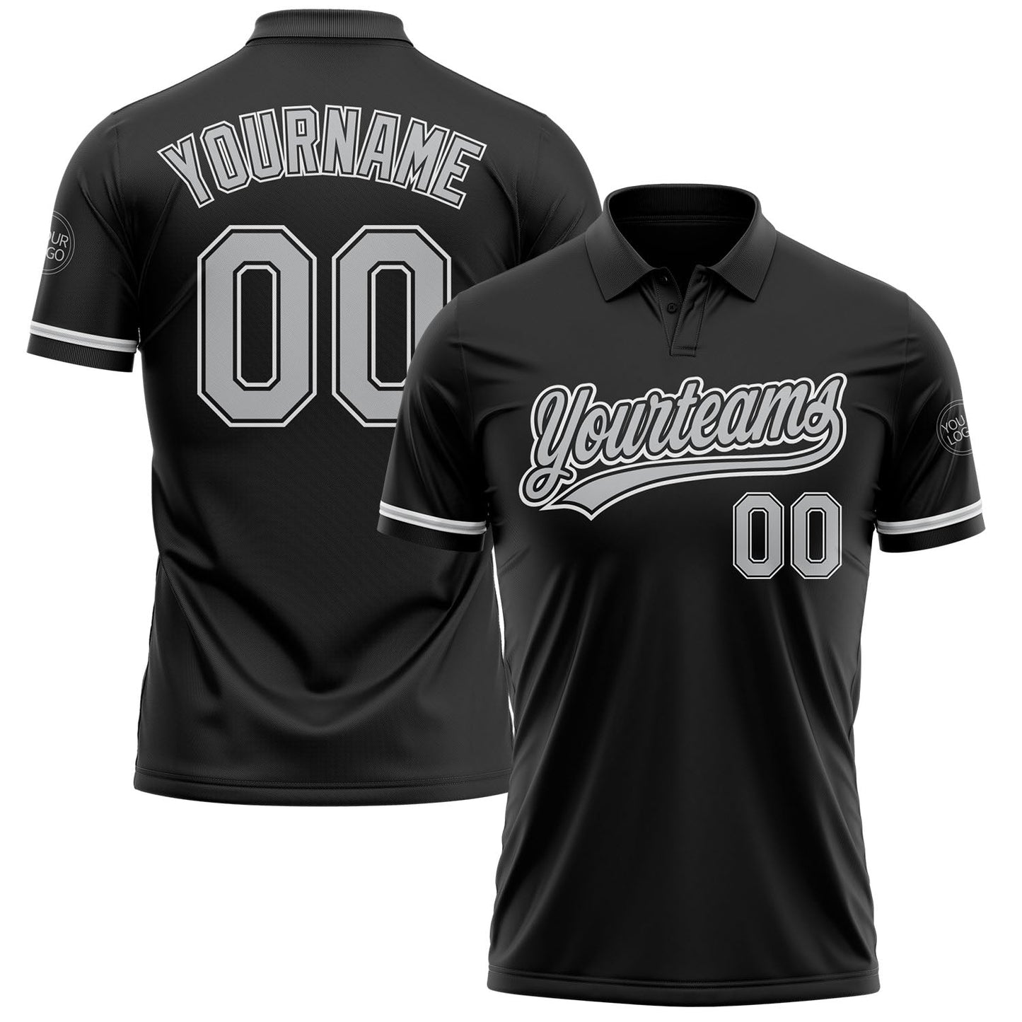 Custom Black Gray-White Performance Vapor Golf Polo Shirt - Main View