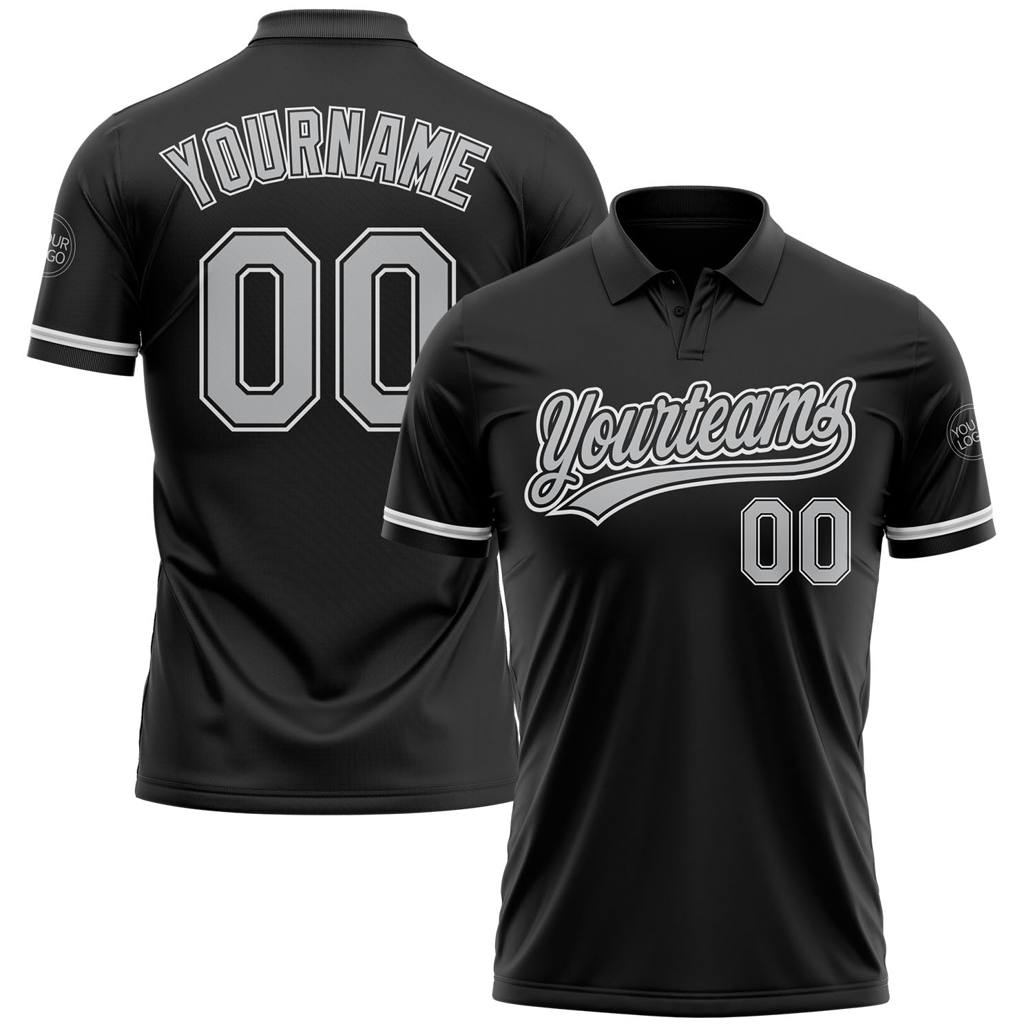 Custom Black Gray-White Performance Vapor Golf Polo Shirt - Main View