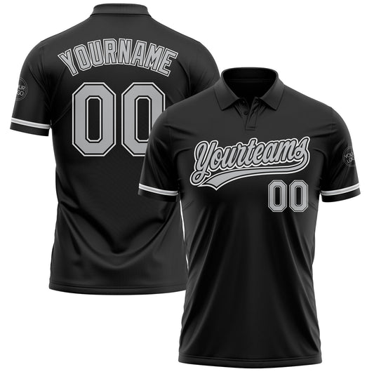 Custom Black Gray-White Performance Vapor Golf Polo Shirt - Main View