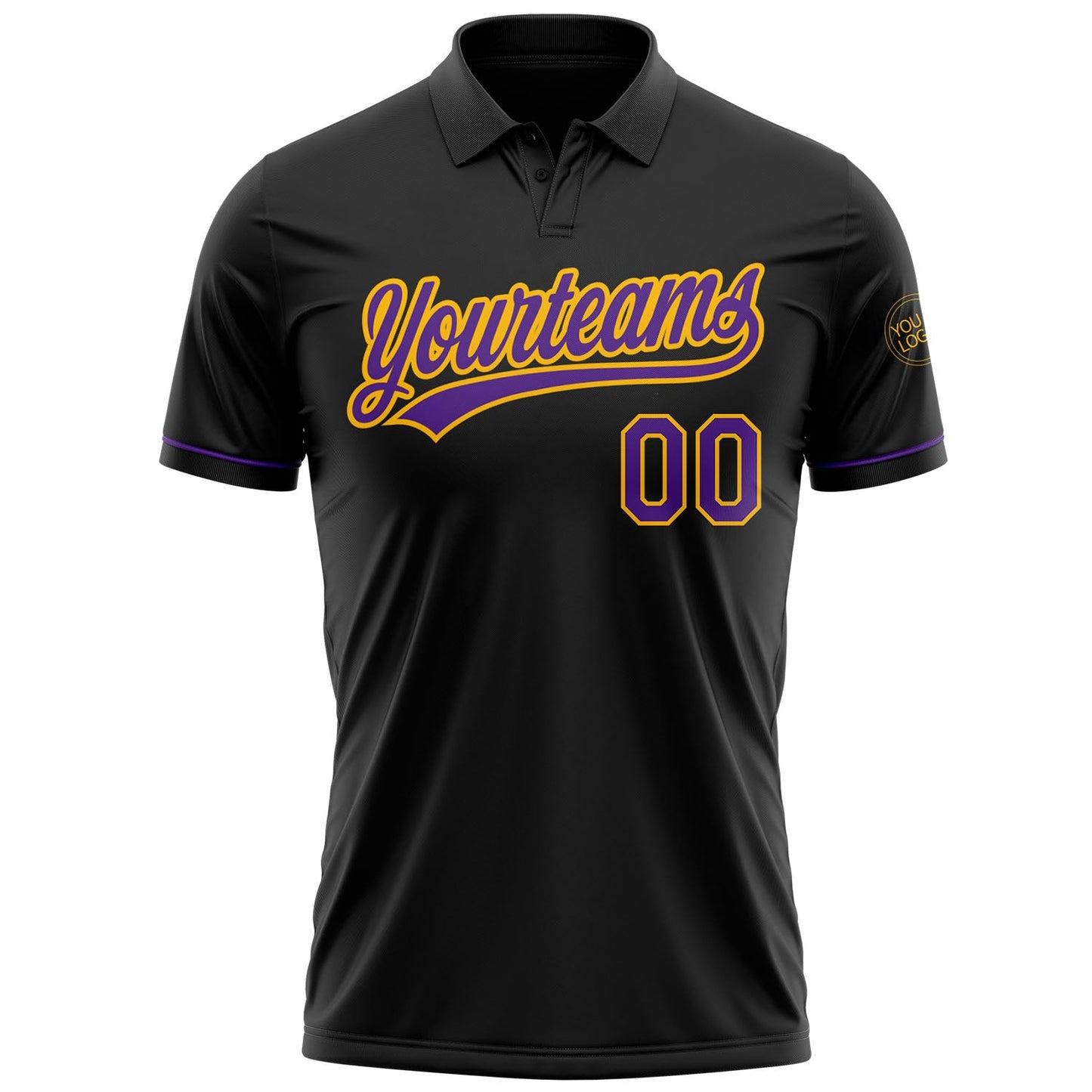 Custom Black Purple-Gold Performance Vapor Golf Polo Shirt view 2