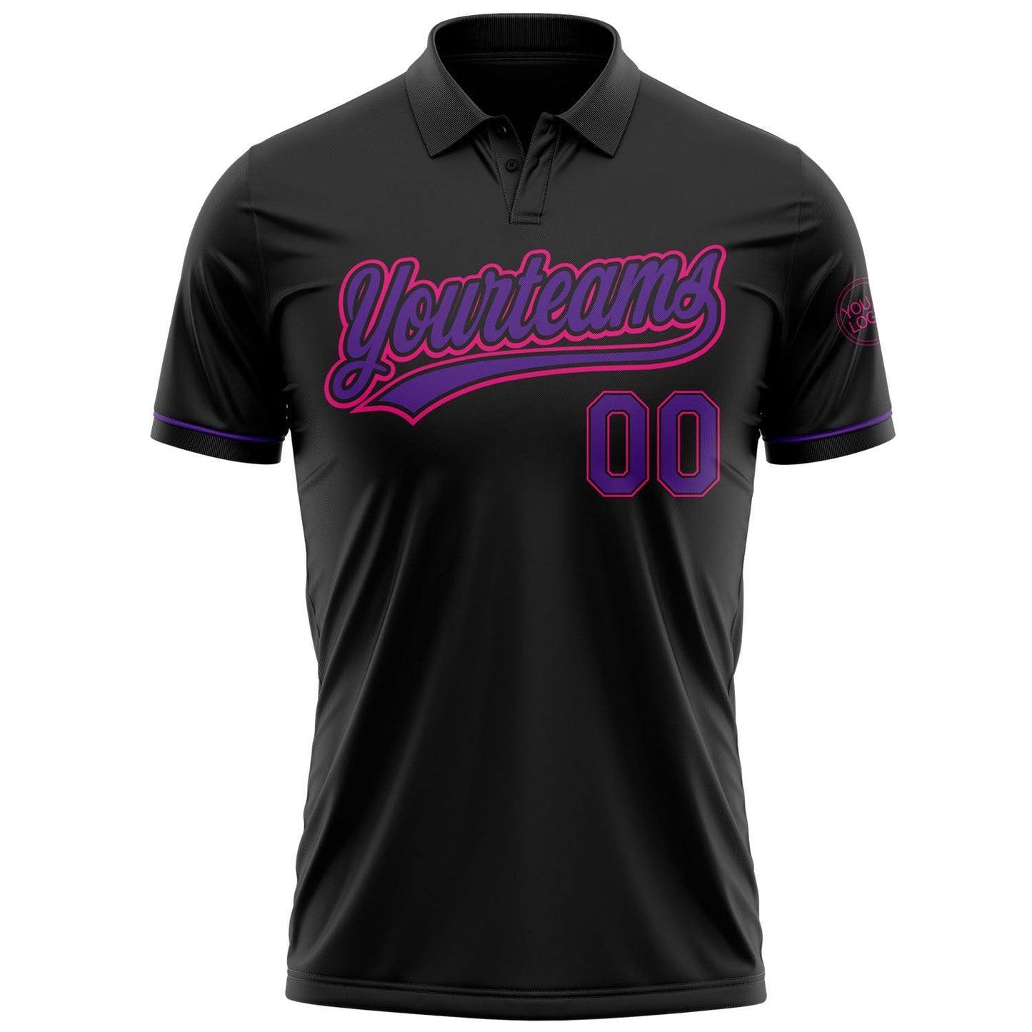 Custom Black Purple-Hot Pink Performance Vapor Golf Polo Shirt view 2