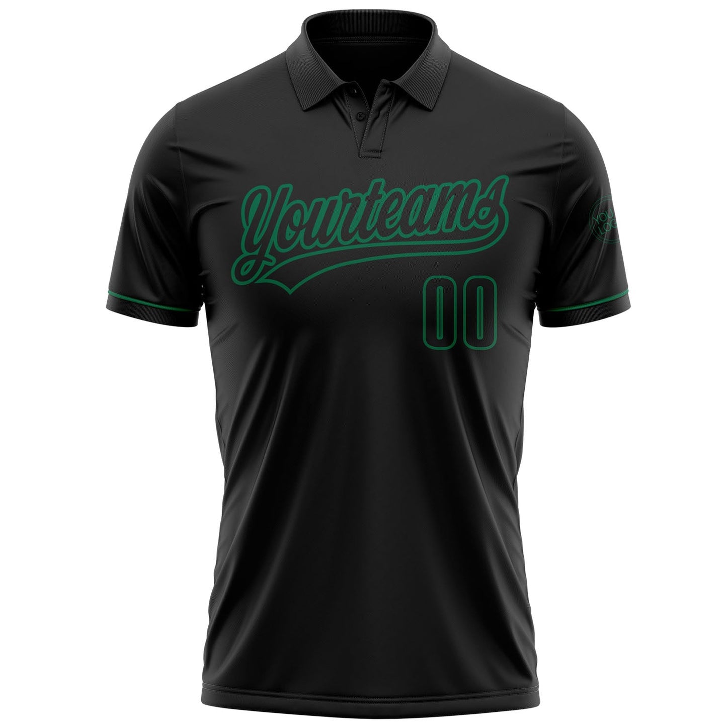 Custom Black Black-Kelly Green Performance Vapor Golf Polo Shirt view 2