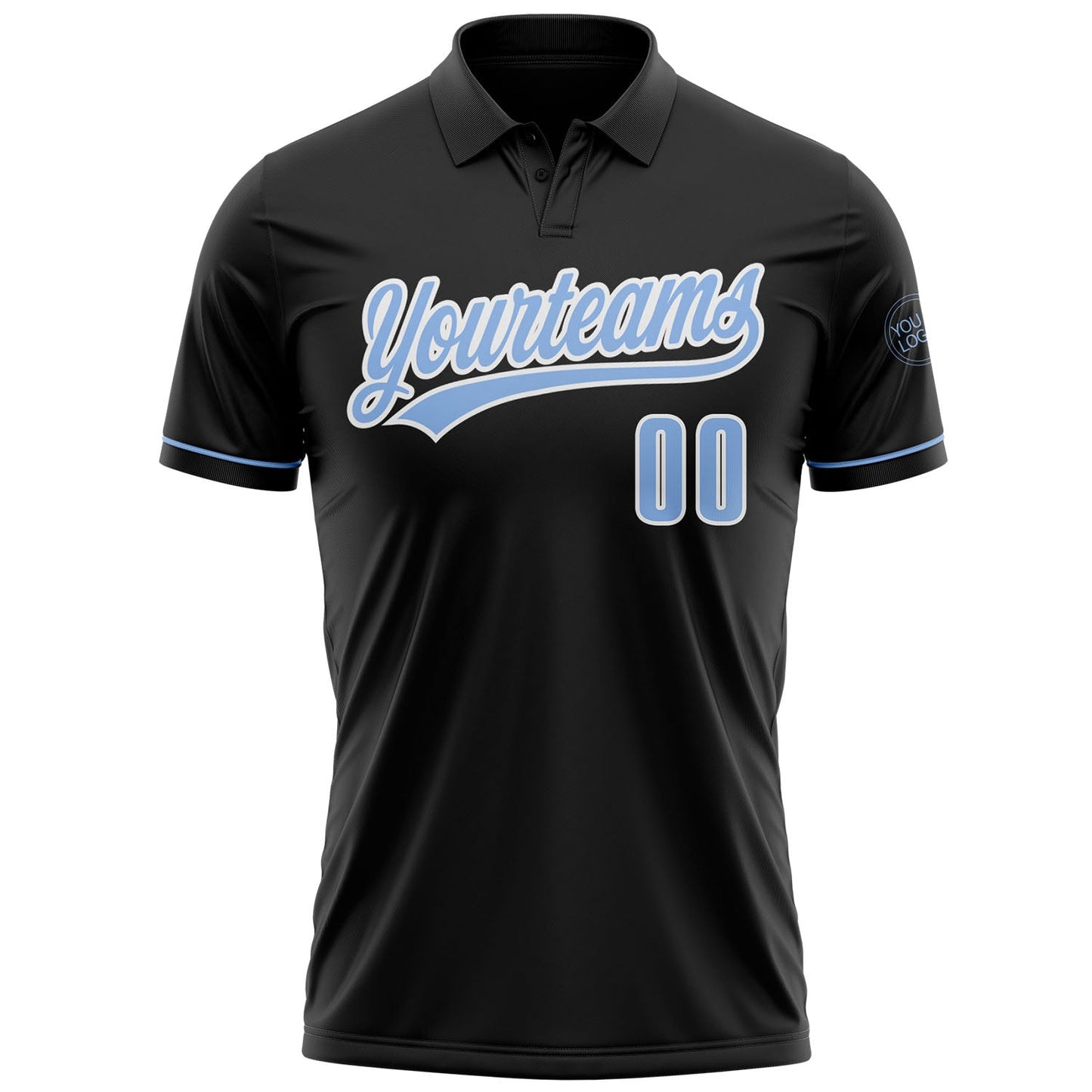 Custom Black Light Blue-White Performance Vapor Golf Polo Shirt view 2