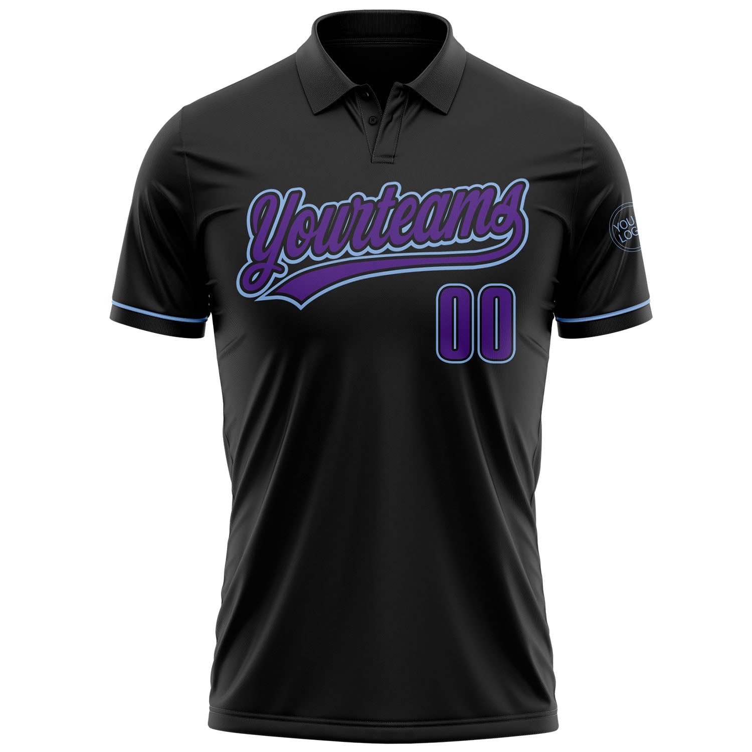 Custom Black Purple-Light Blue Performance Vapor Golf Polo Shirt view 2