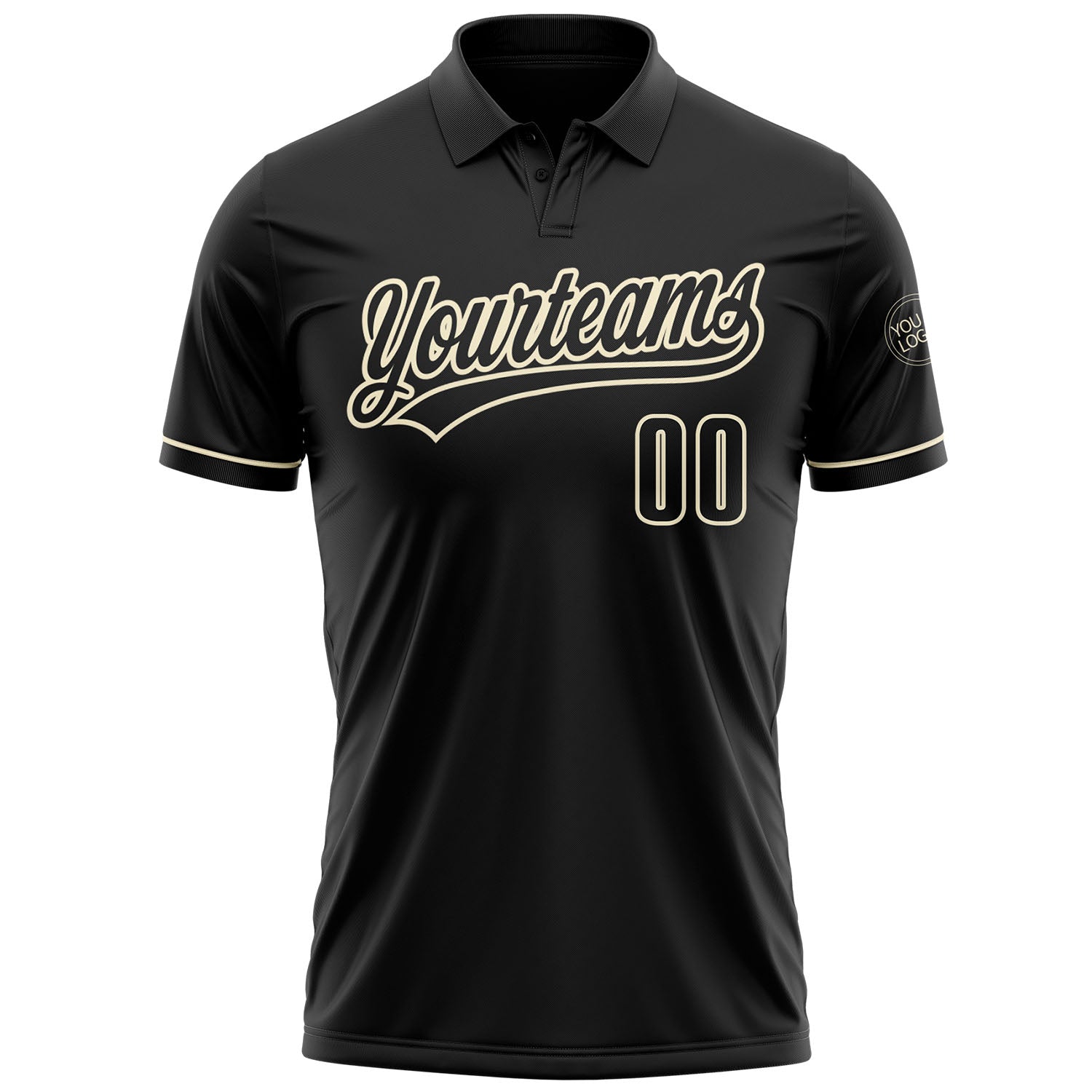 Custom Black Black-Cream Performance Vapor Golf Polo Shirt view 2
