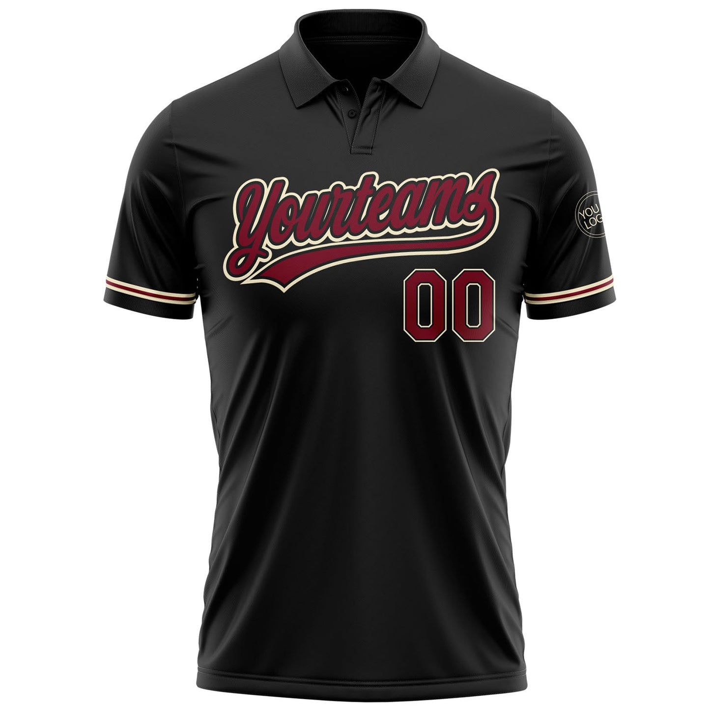 Custom Black Crimson-City Cream Performance Vapor Golf Polo Shirt view 2