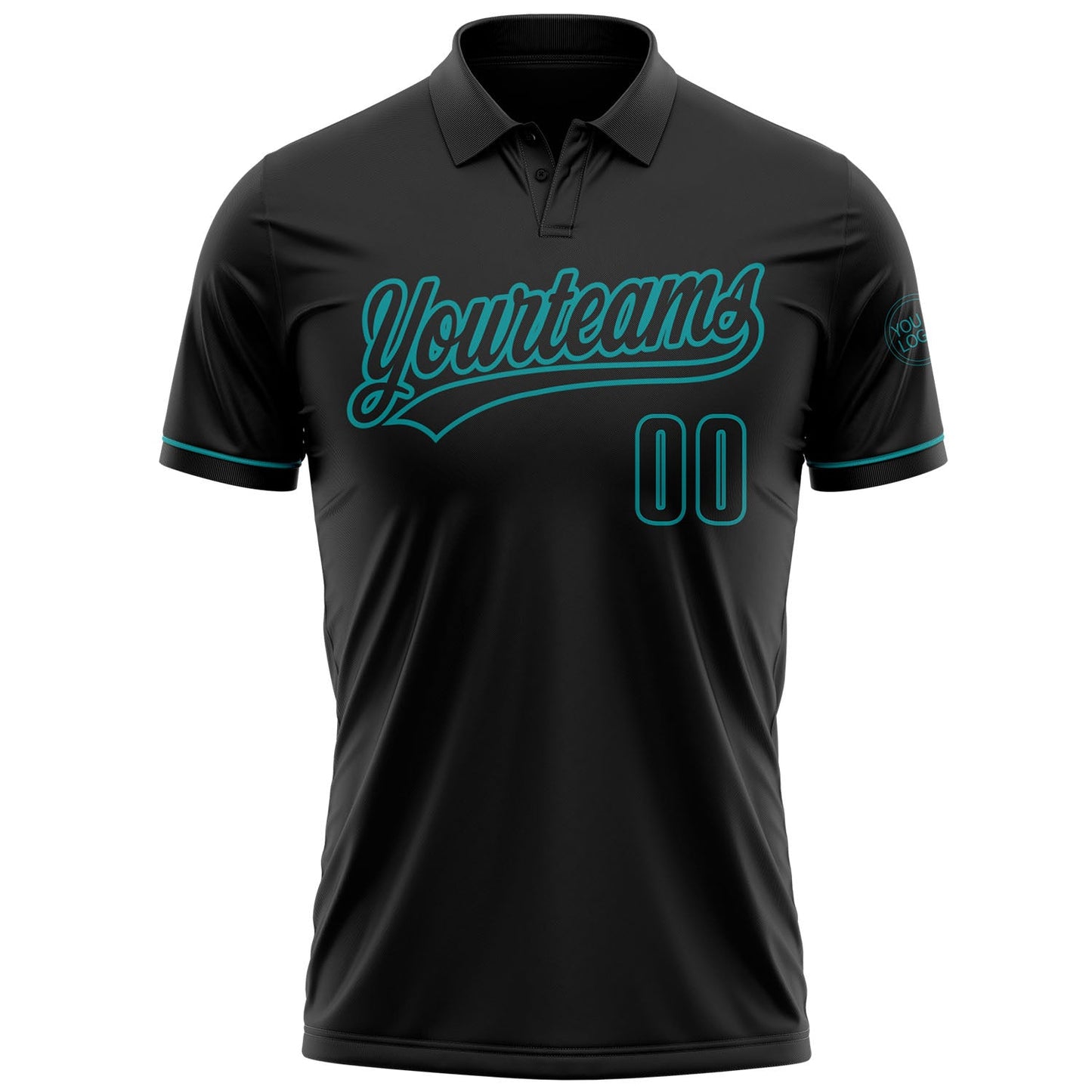 Custom Black Black-Teal Performance Vapor Golf Polo Shirt view 2