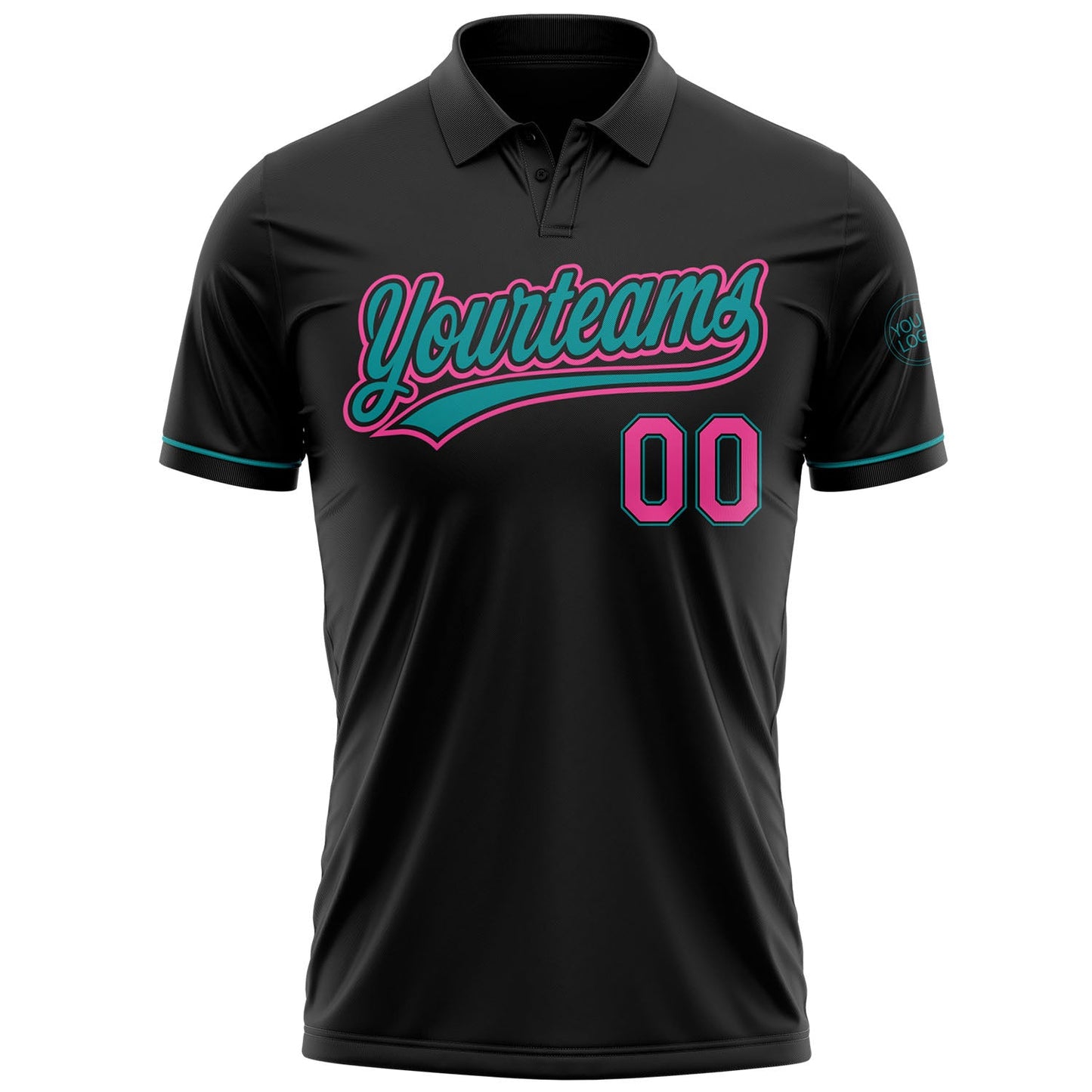 Custom Black Pink-Teal Performance Vapor Golf Polo Shirt view 2
