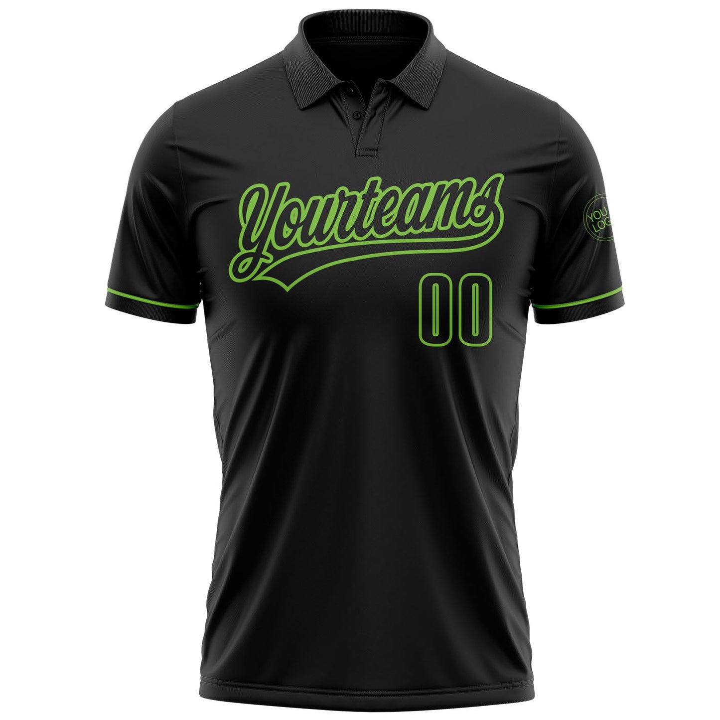Custom Black Black-Neon Green Performance Vapor Golf Polo Shirt view 2