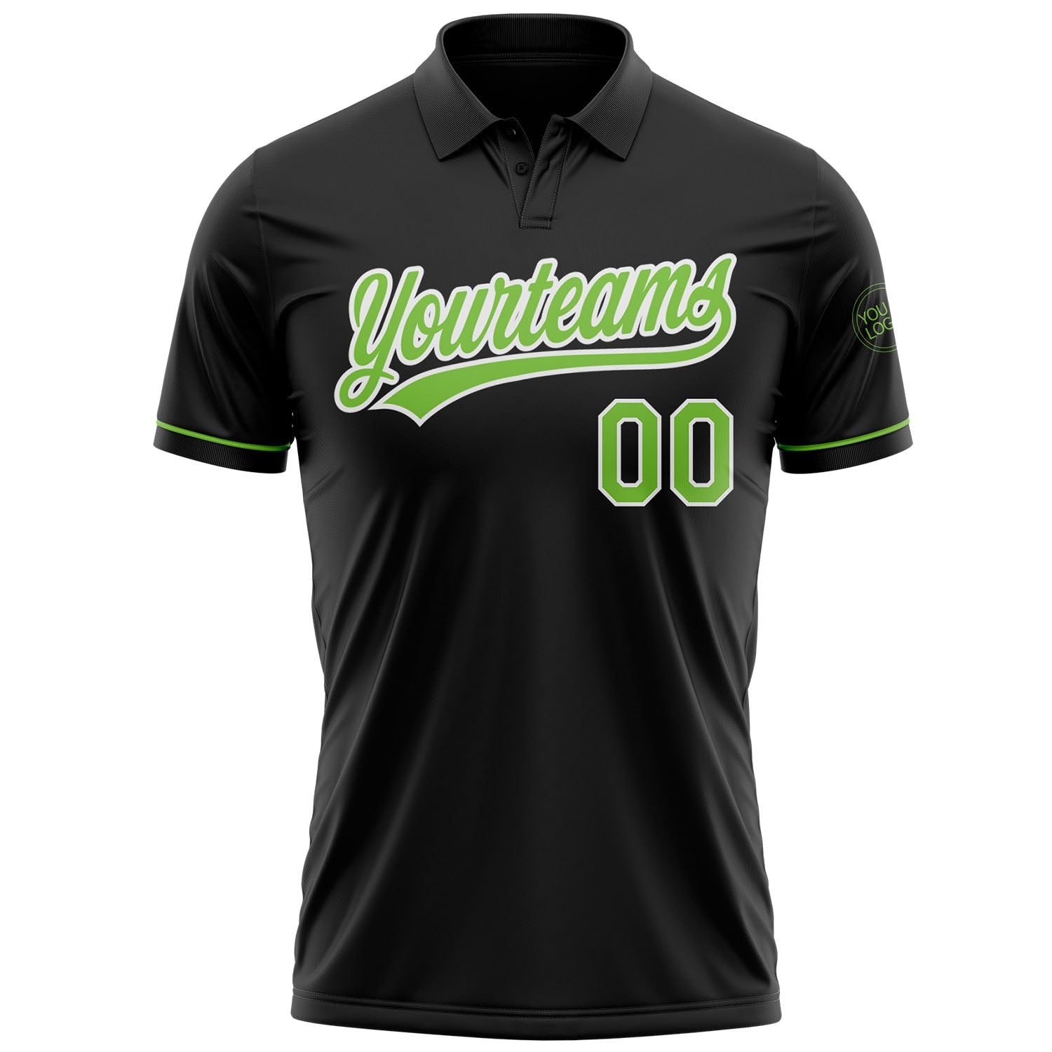 Custom Black Neon Green-White Performance Vapor Golf Polo Shirt view 2