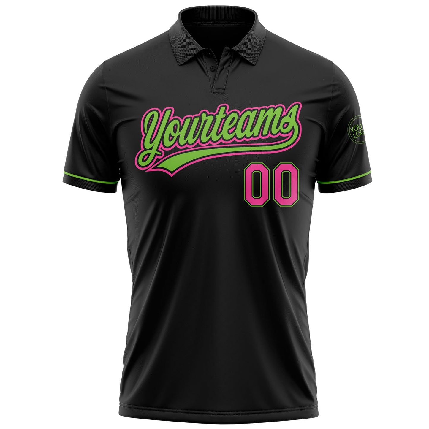 Custom Black Pink-Neon Green Performance Vapor Golf Polo Shirt view 2