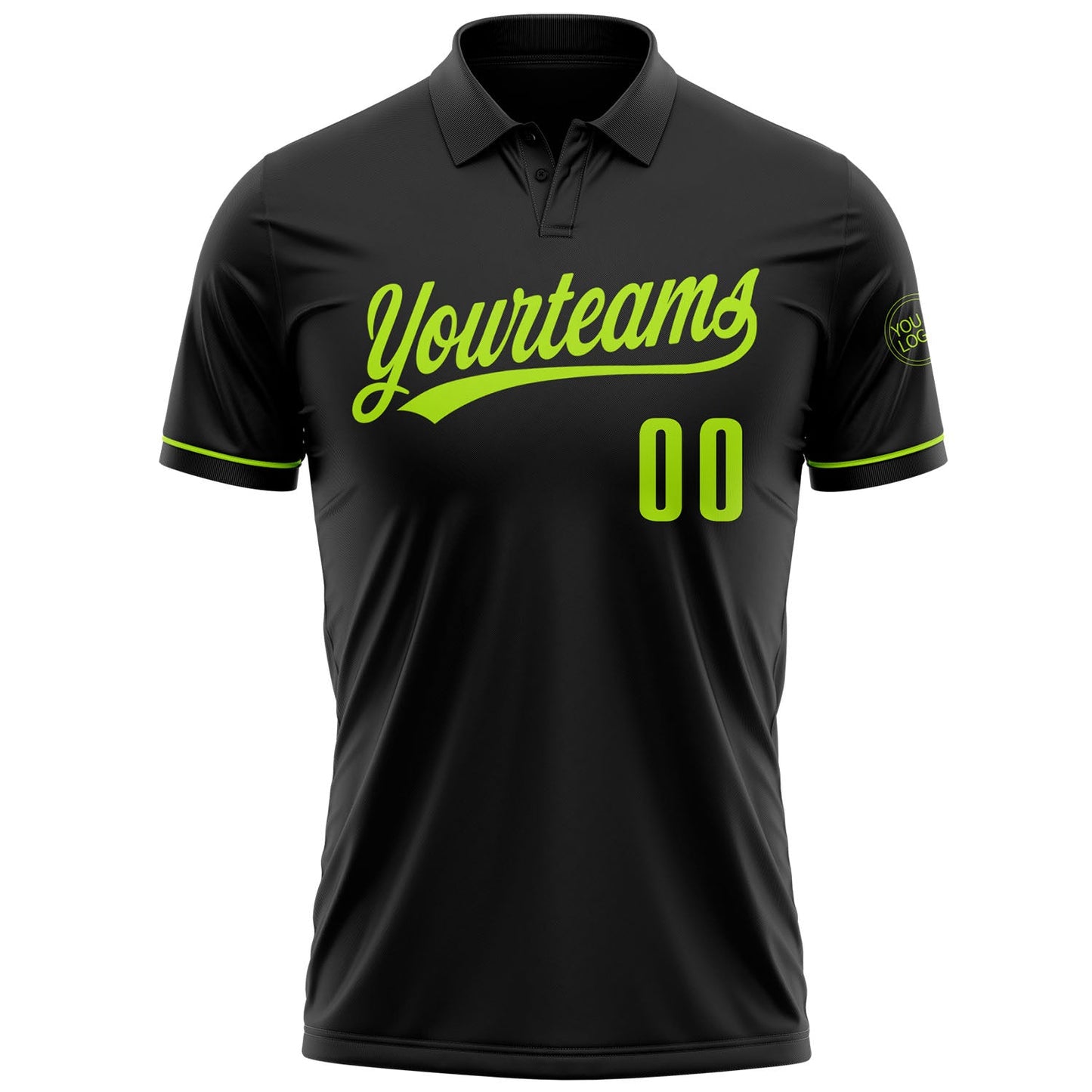 Custom Black Neon Green Performance Vapor Golf Polo Shirt view 2