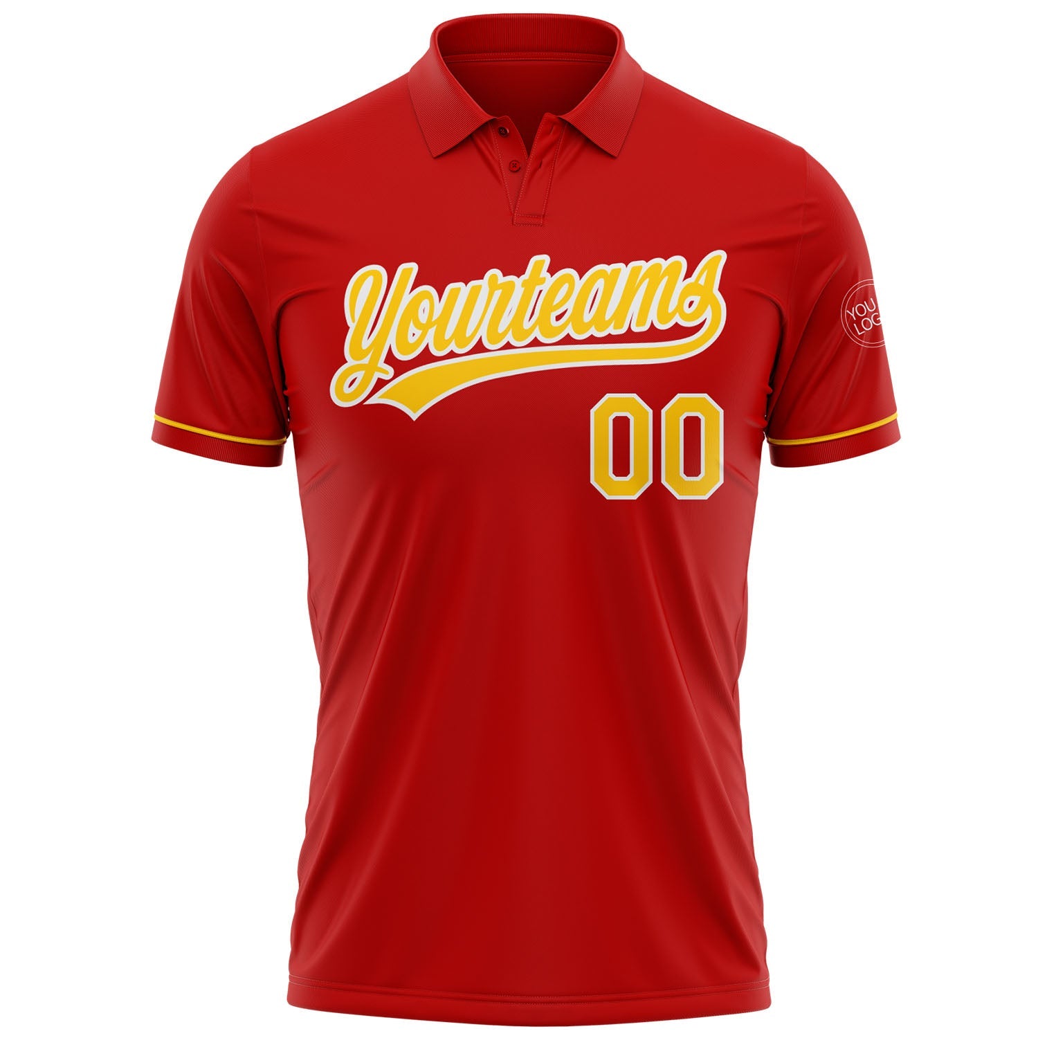 Custom Red Yellow-White Performance Vapor Golf Polo Shirt view 2