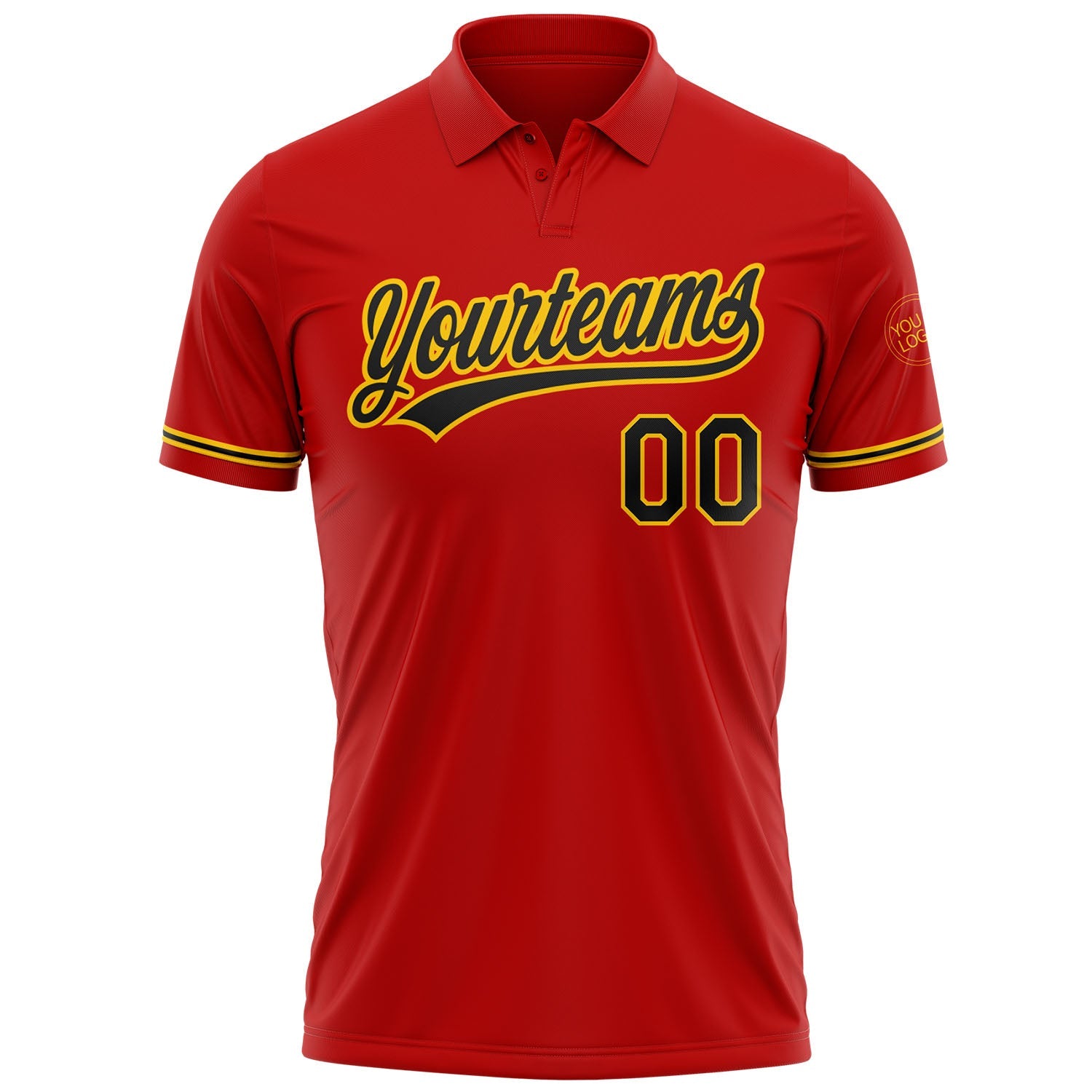Custom Red Black-Yellow Performance Vapor Golf Polo Shirt view 2
