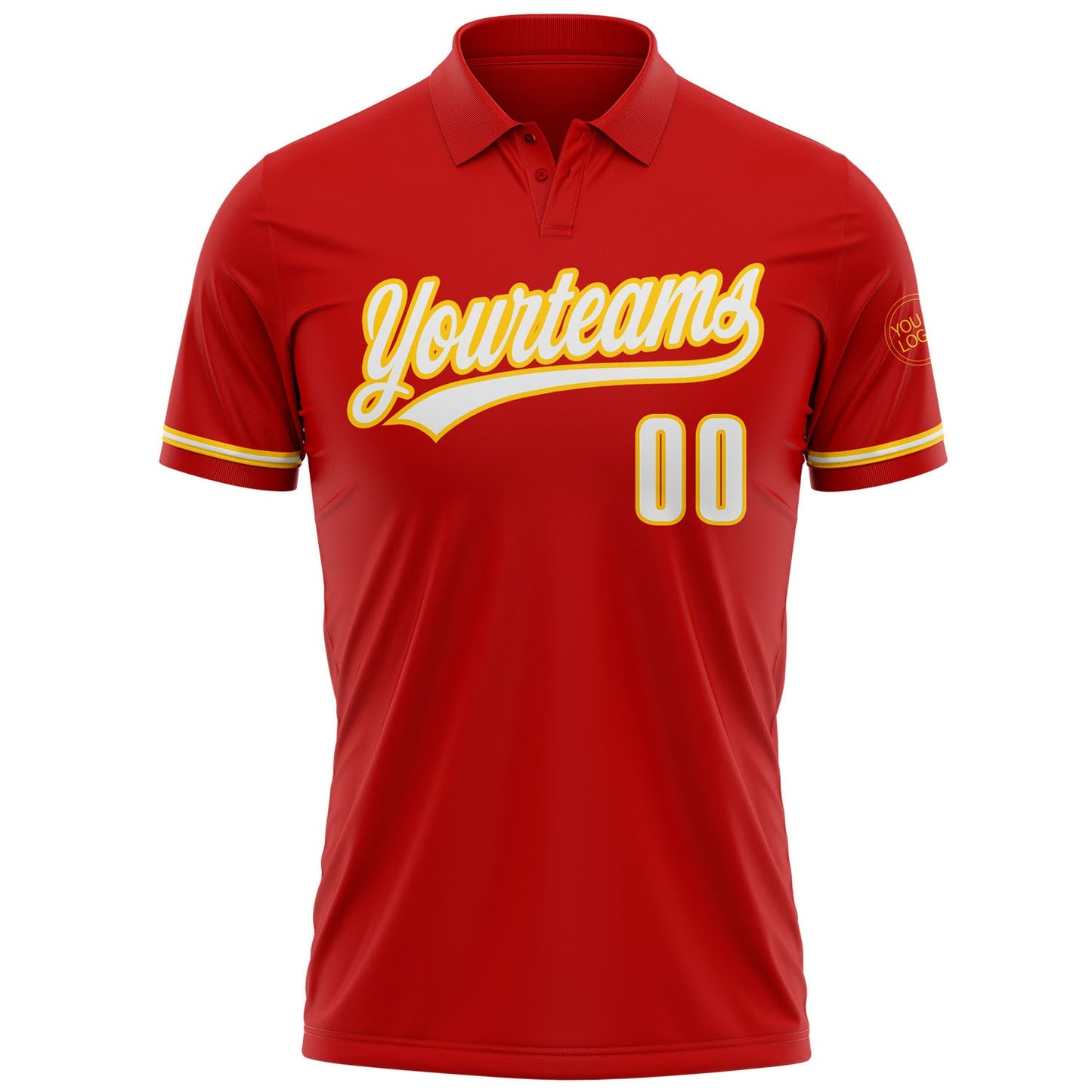 Custom Red White-Yellow Performance Vapor Golf Polo Shirt view 2
