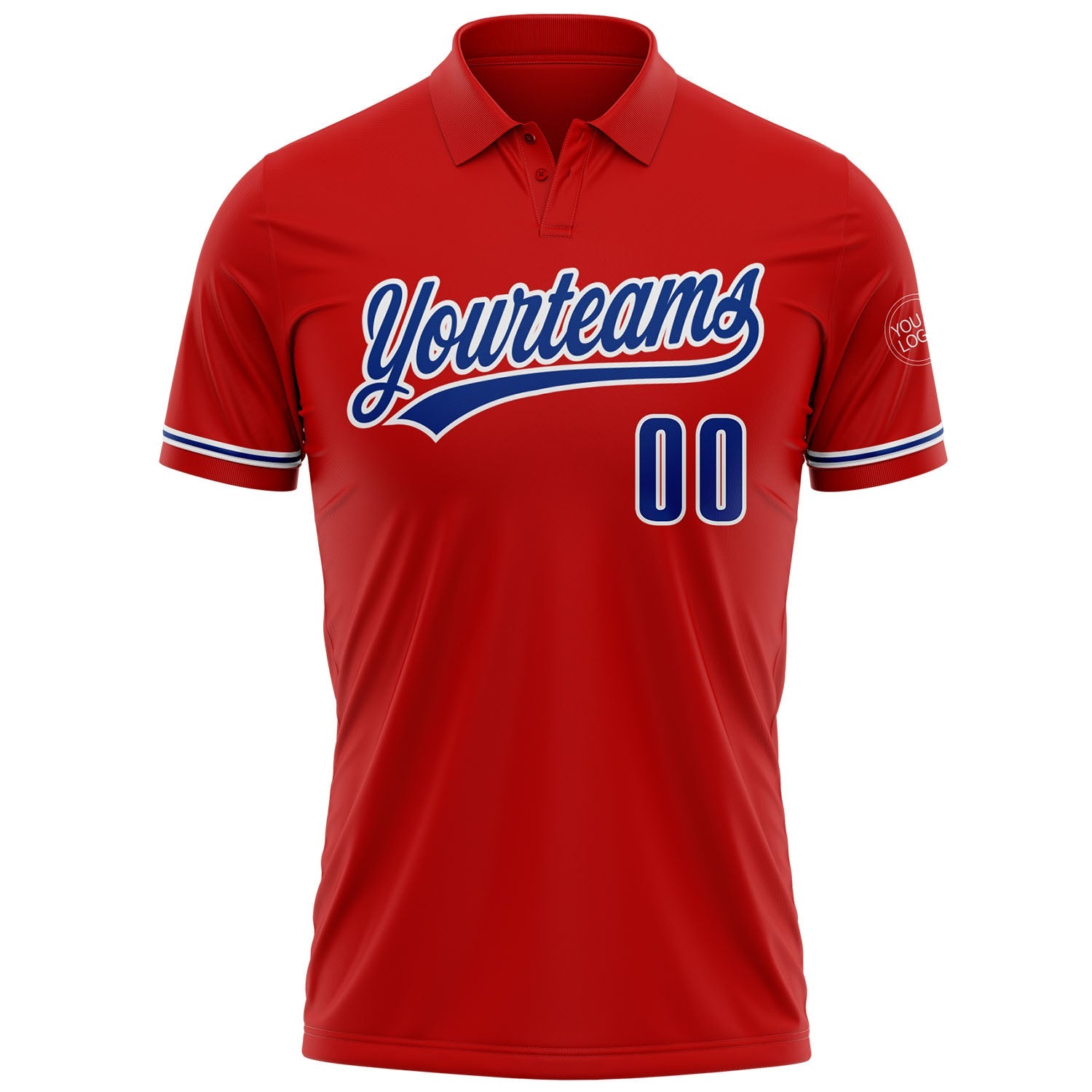 Custom Red Royal-White Performance Vapor Golf Polo Shirt view 2