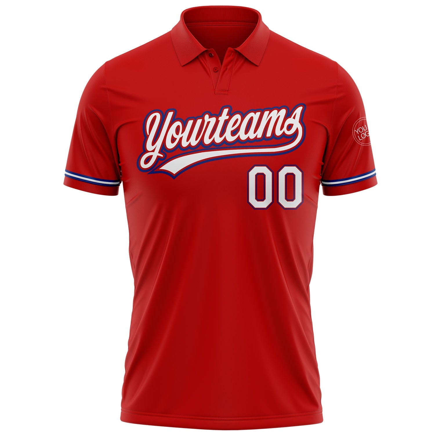 Custom Red White-Royal Performance Vapor Golf Polo Shirt view 2