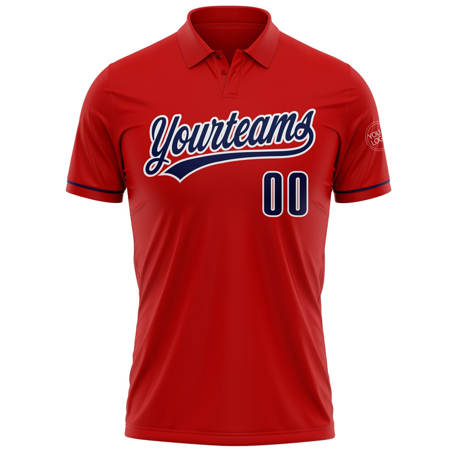 Custom Red Navy-White Performance Vapor Golf Polo Shirt view 2
