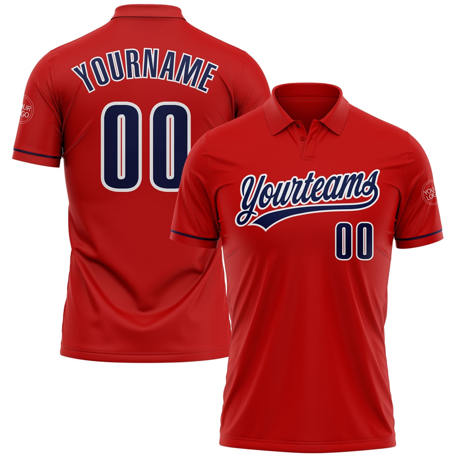 Custom Red Navy-White Performance Vapor Golf Polo Shirt - Main View