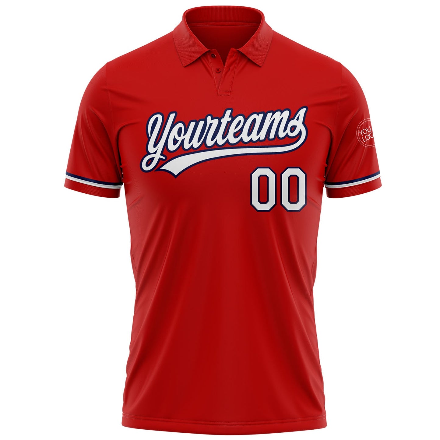 Custom Red White-Navy Performance Vapor Golf Polo Shirt view 2