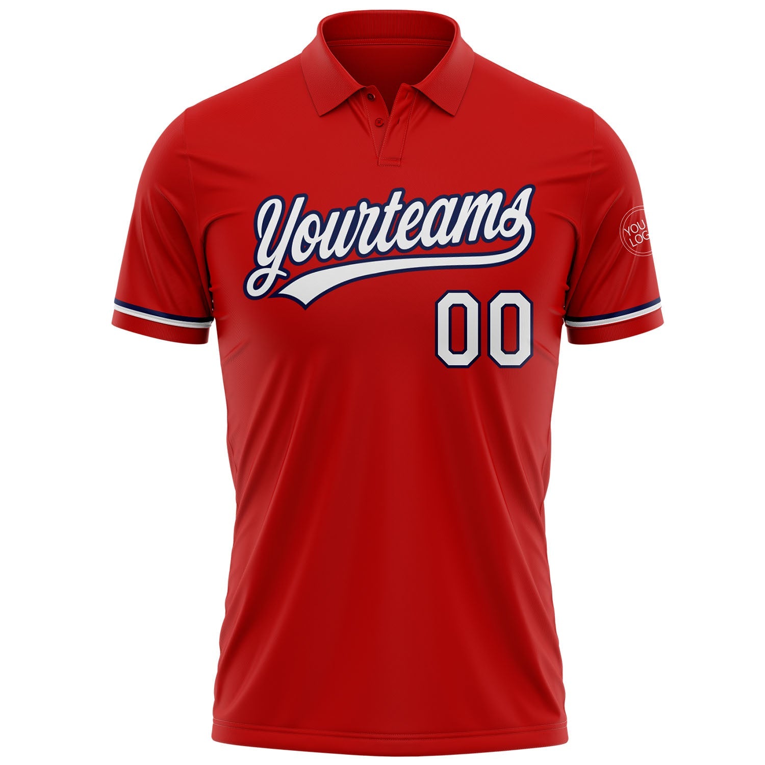 Custom Red White-Navy Performance Vapor Golf Polo Shirt view 2