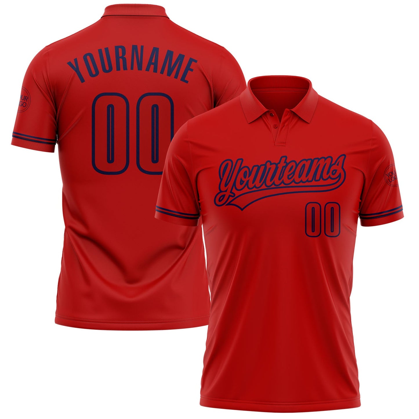 Custom Red Red-Navy Performance Vapor Golf Polo Shirt - Main View