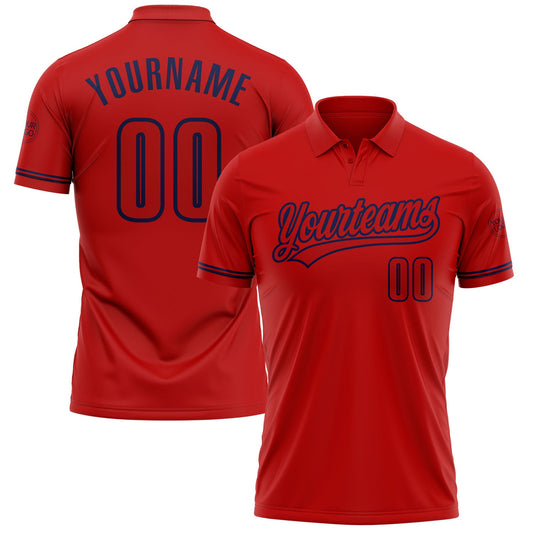 Custom Red Red-Navy Performance Vapor Golf Polo Shirt - Main View