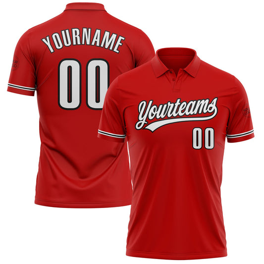 Custom Red White-Black Performance Vapor Golf Polo Shirt - Main View