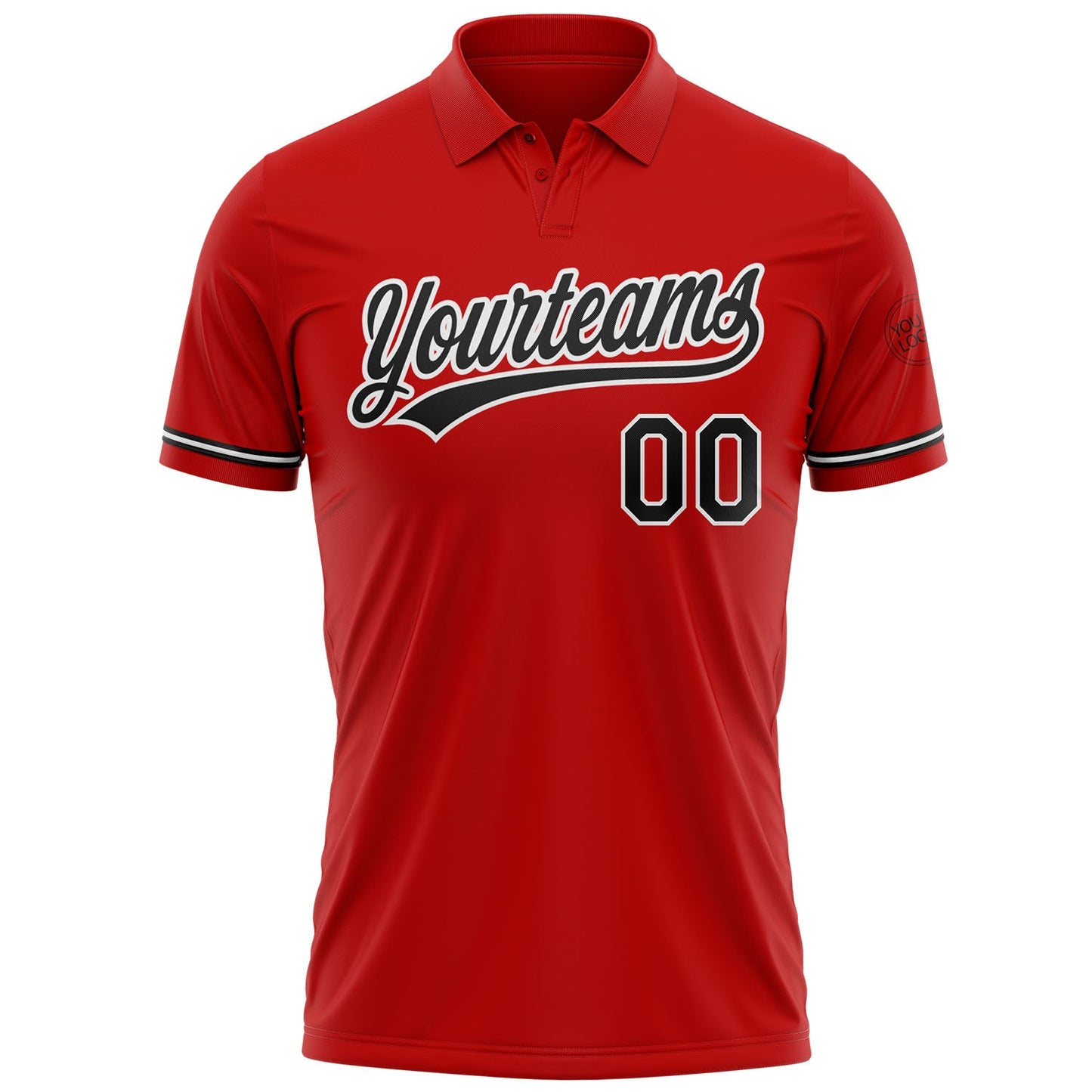 Custom Red Black-White Performance Vapor Golf Polo Shirt view 3