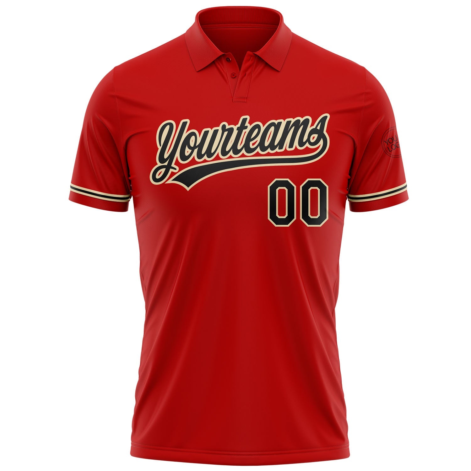 Custom Red Black-City Cream Performance Vapor Golf Polo Shirt view 2