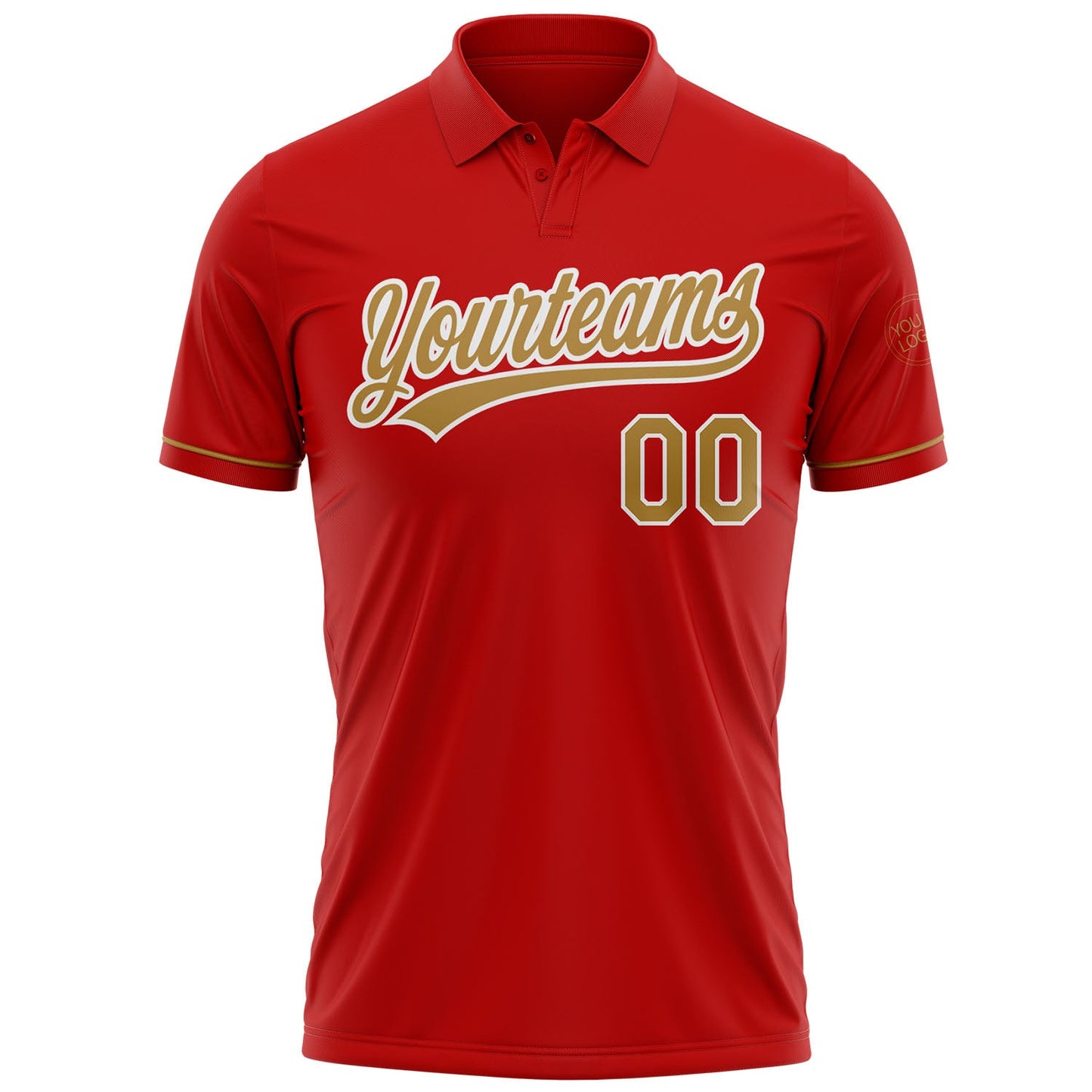 Custom Red Old Gold-White Performance Vapor Golf Polo Shirt view 2