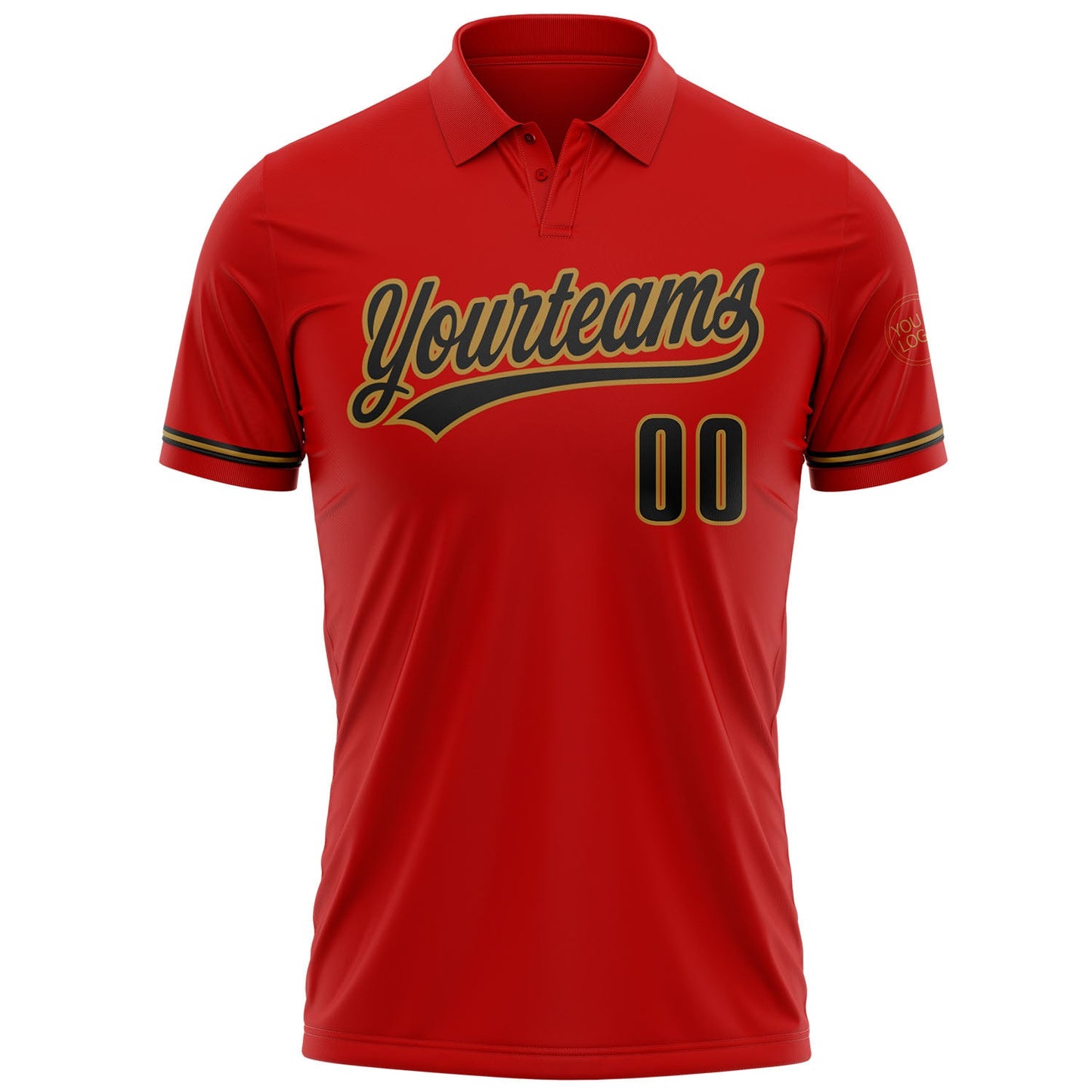 Custom Red Black-Old Gold Performance Vapor Golf Polo Shirt view 2