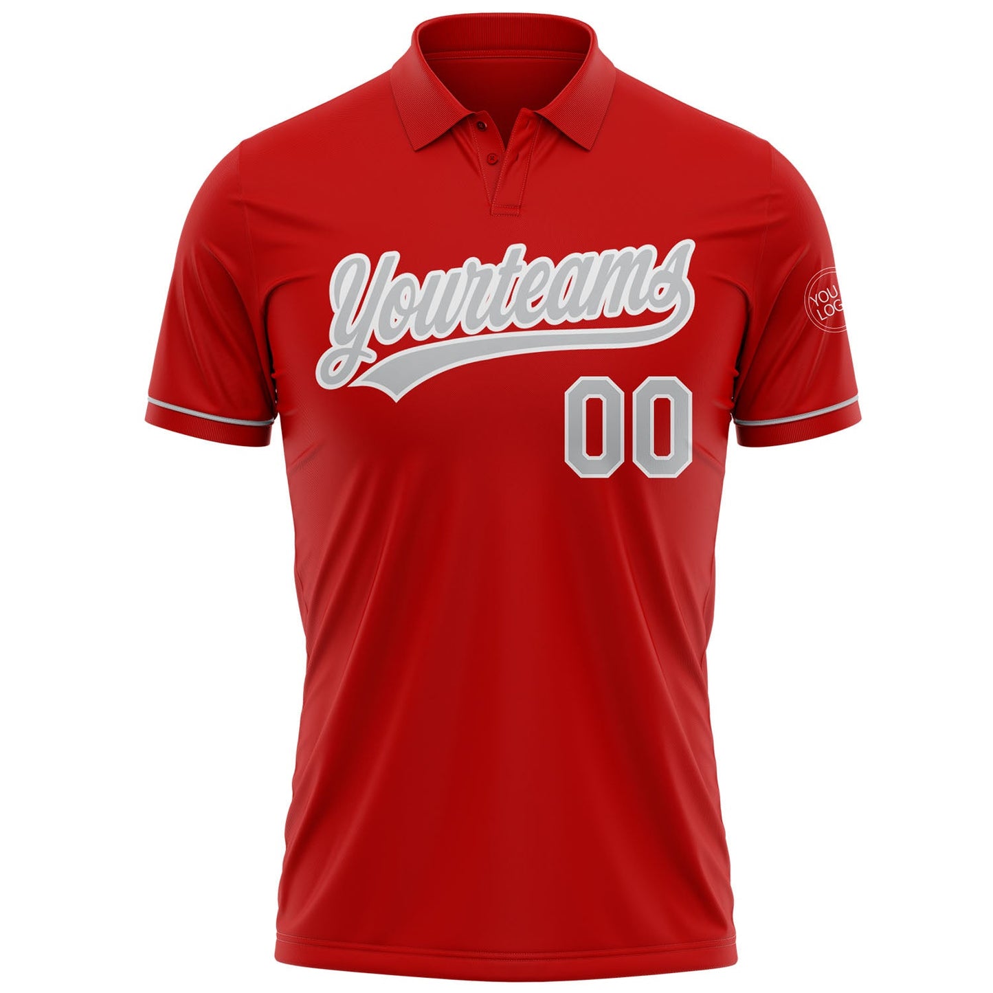 Custom Red Gray-White Performance Vapor Golf Polo Shirt view 2