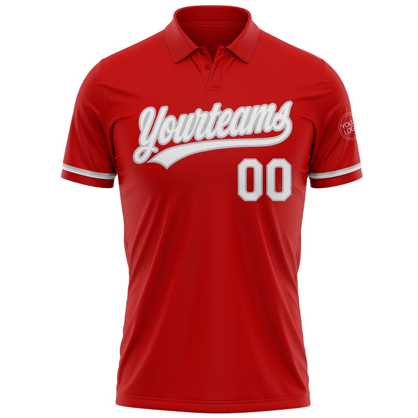 Custom Red White-Gray Performance Vapor Golf Polo Shirt view 2