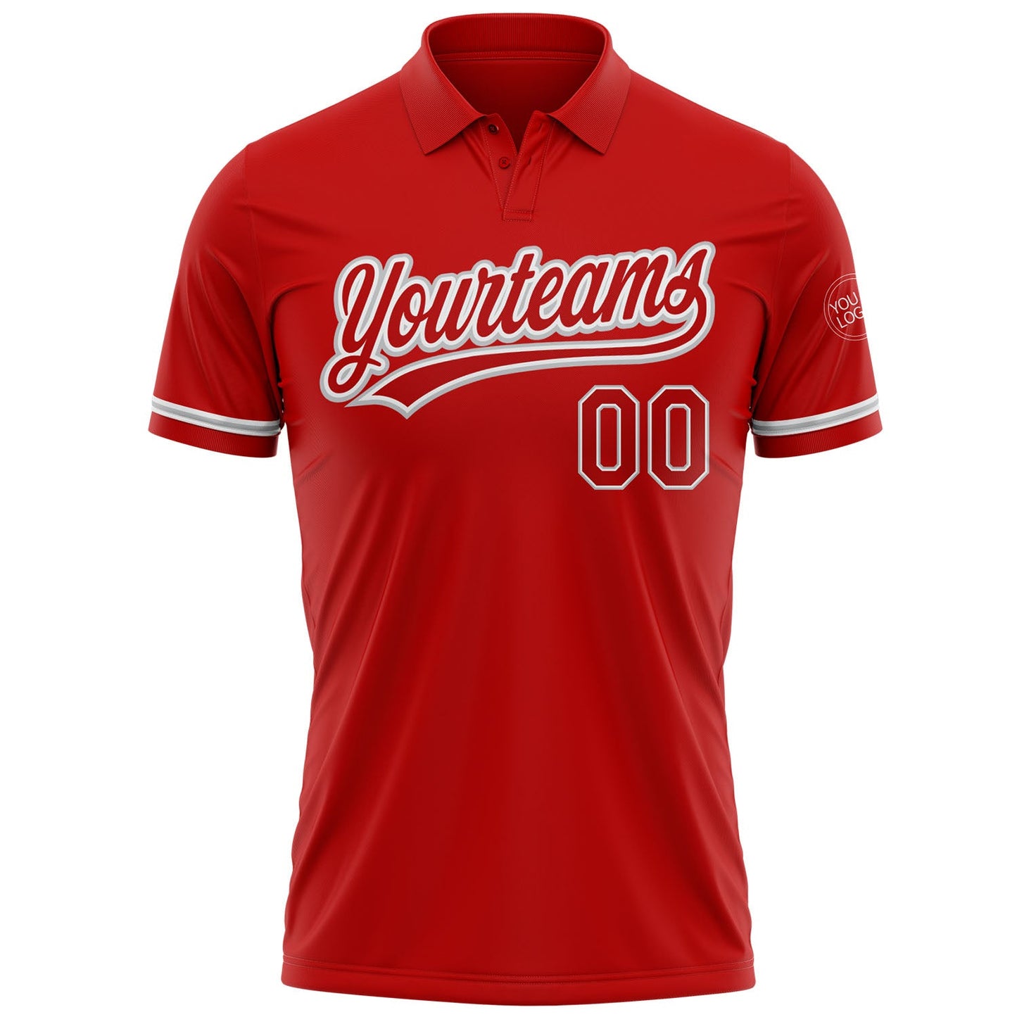 Custom Red Red-Gray Performance Vapor Golf Polo Shirt view 2