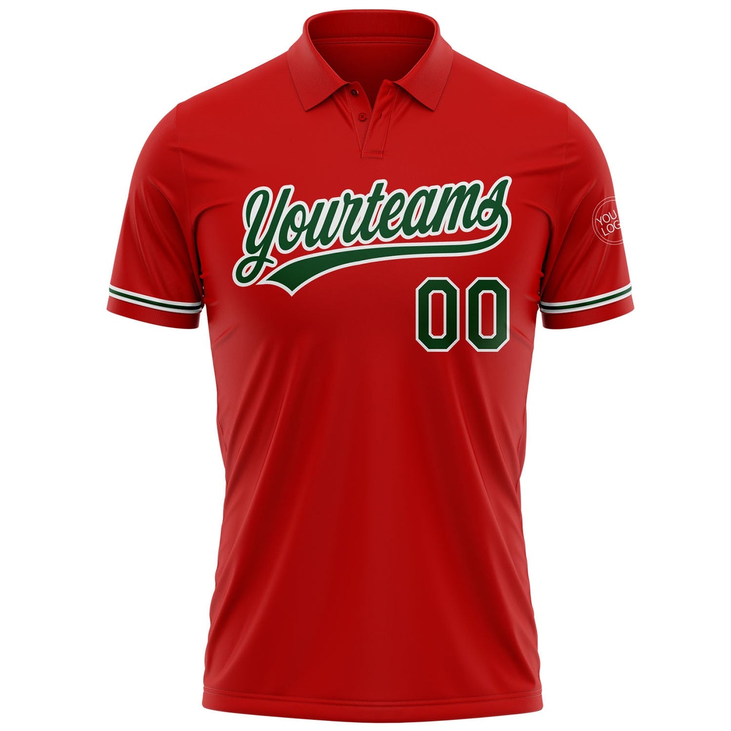 Custom Red Green-White Performance Vapor Golf Polo Shirt view 2