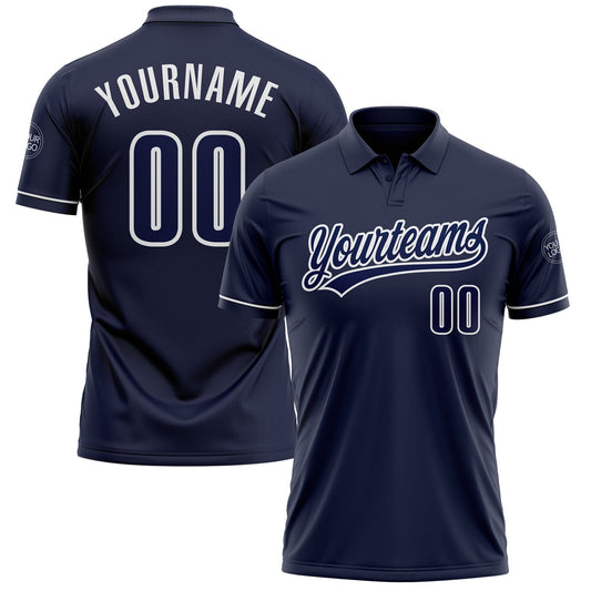 Custom Navy Navy-White Performance Vapor Golf Polo Shirt - Main View