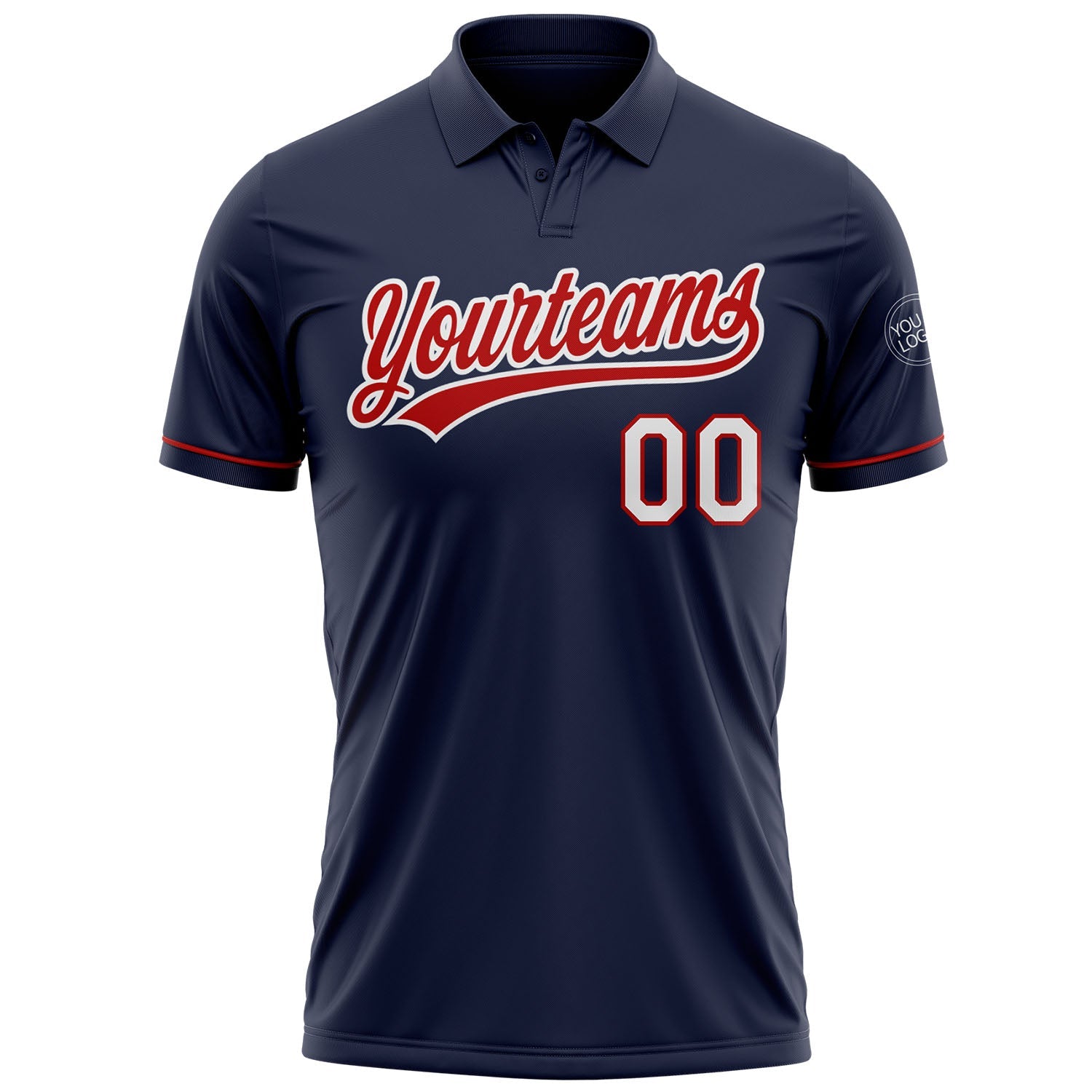 Custom Navy Red-White Performance Vapor Golf Polo Shirt view 2
