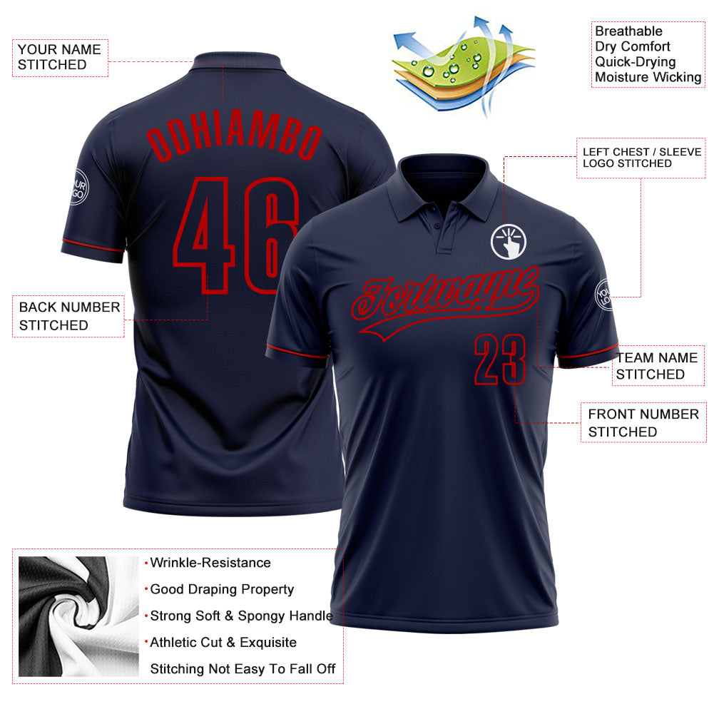 Custom Navy Navy-Red Performance Vapor Golf Polo Shirt view 3