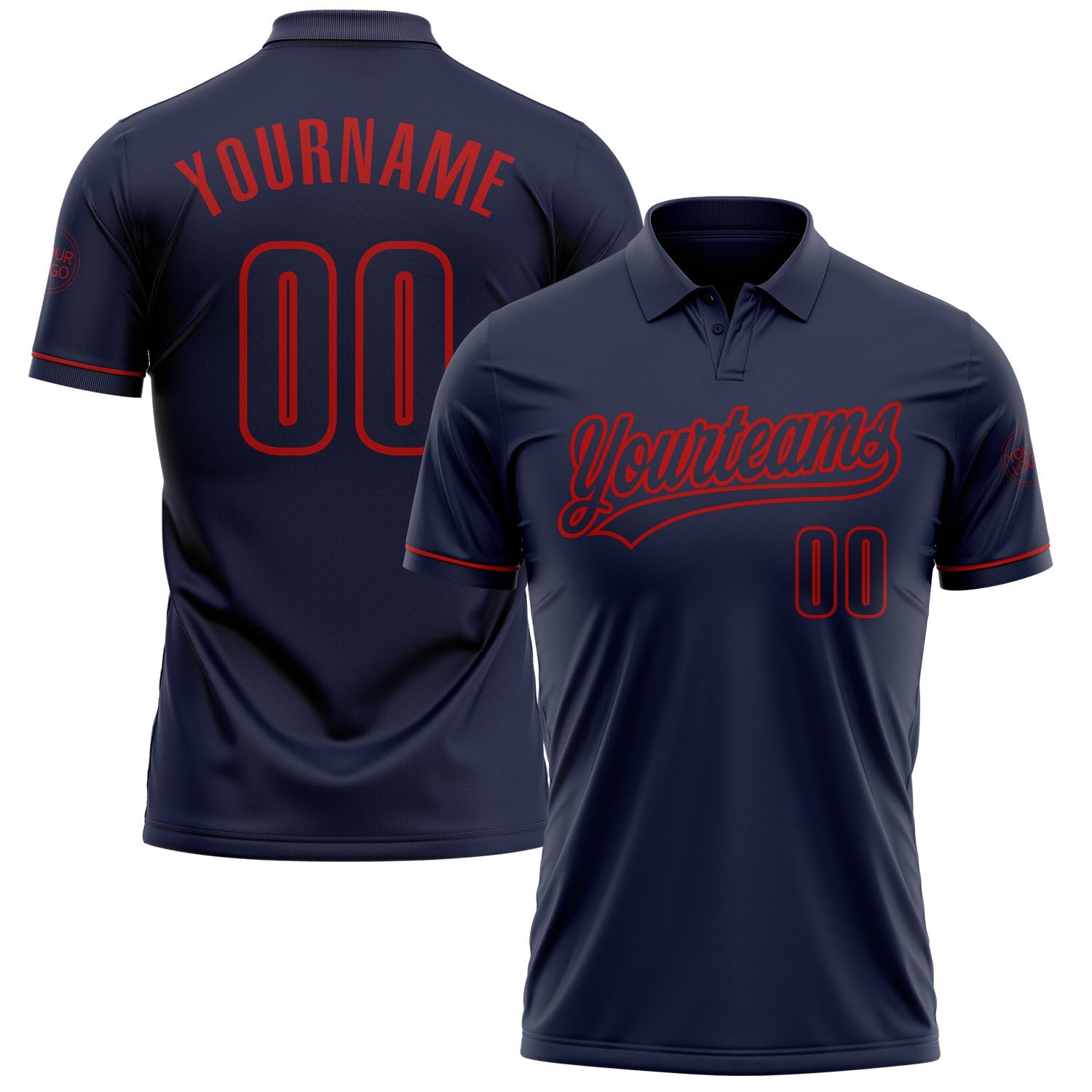Custom Navy Navy-Red Performance Vapor Golf Polo Shirt - Main View