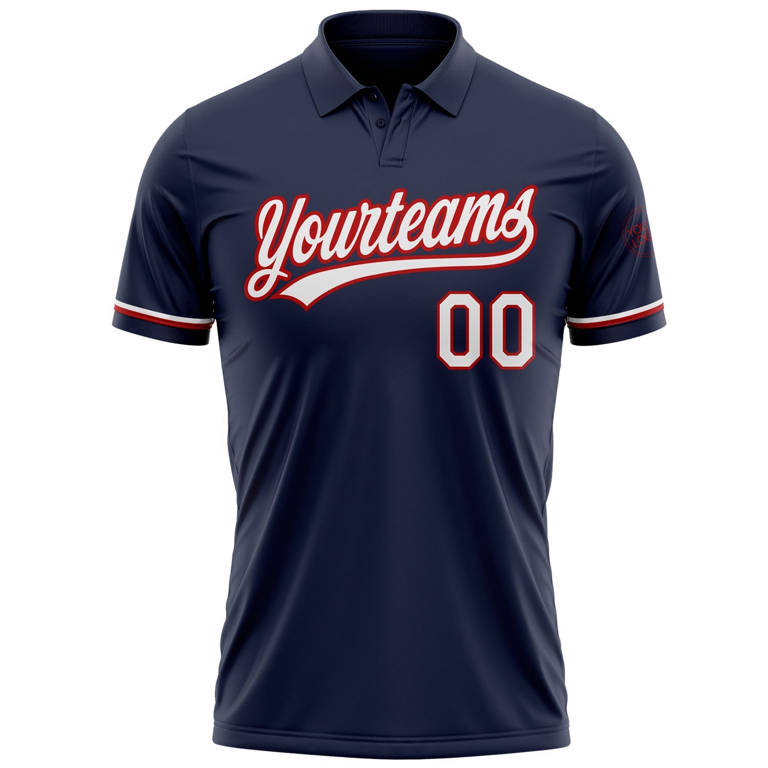 Custom Navy White-Red Performance Vapor Golf Polo Shirt view 2