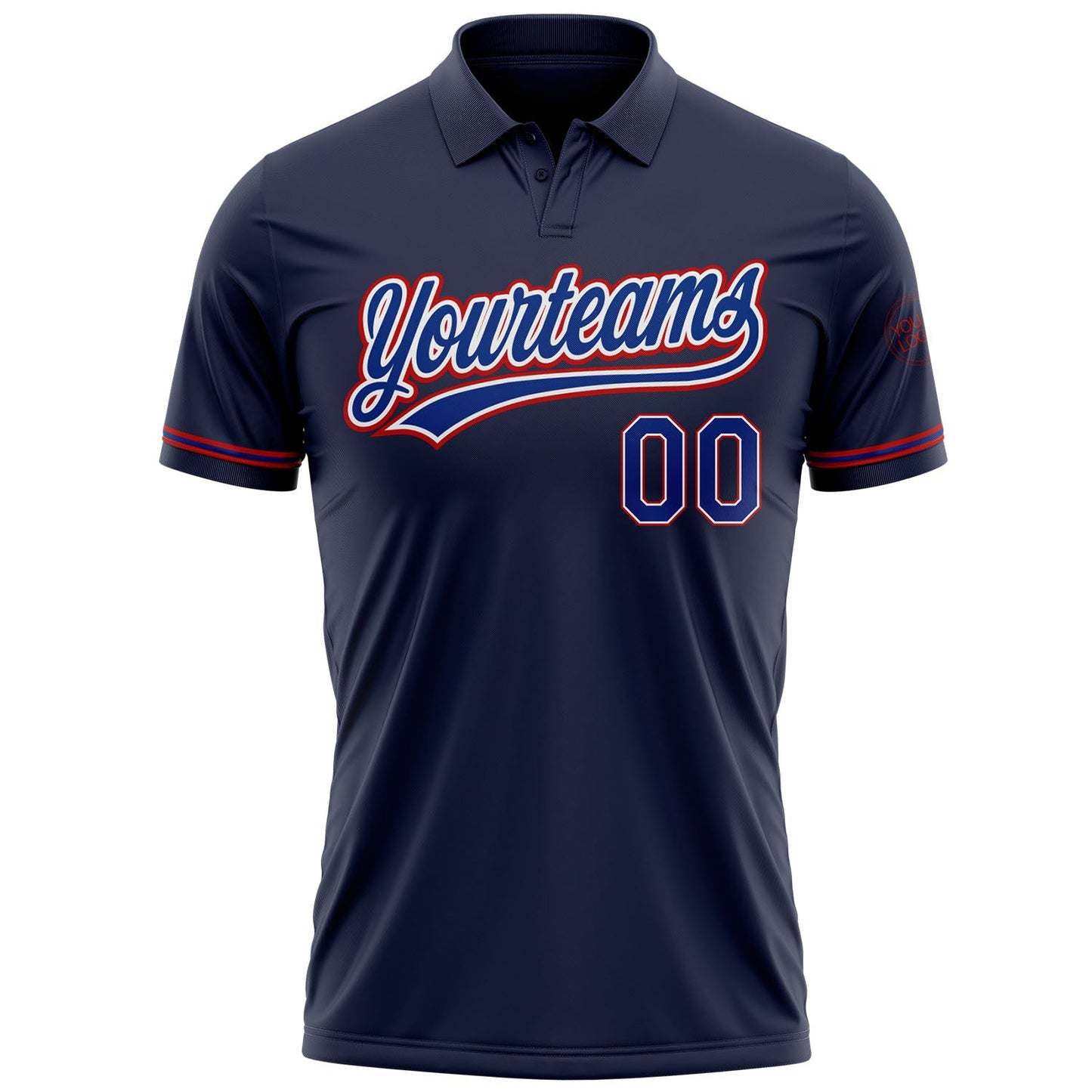 Custom Navy Royal-Red Performance Vapor Golf Polo Shirt view 2