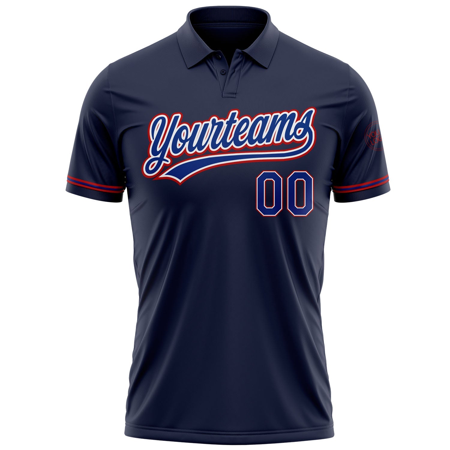 Custom Navy Royal-Red Performance Vapor Golf Polo Shirt view 2