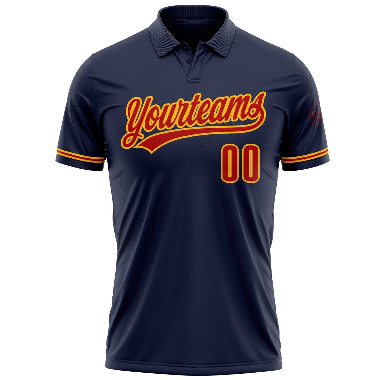 Custom Navy Red-Gold Performance Vapor Golf Polo Shirt view 2