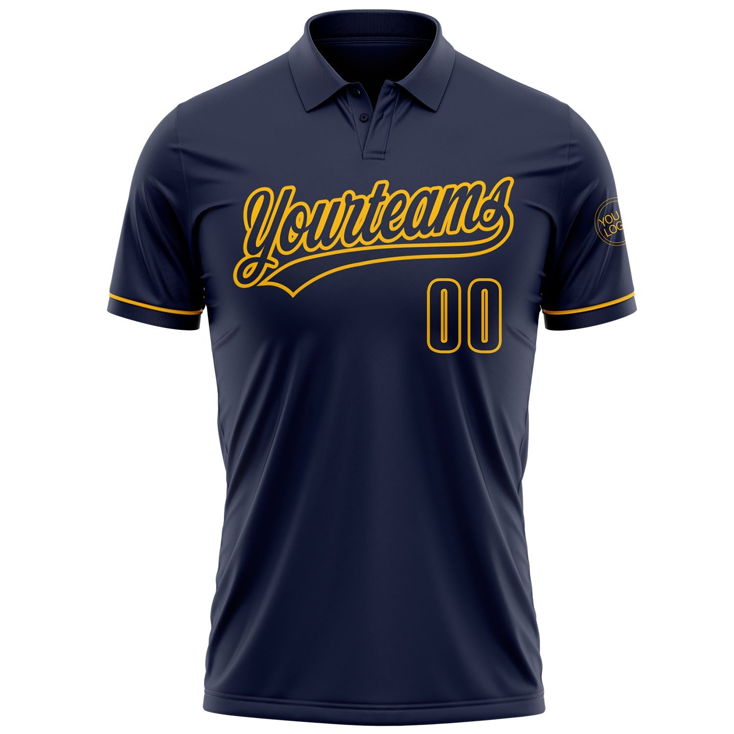 Custom Navy Navy-Gold Performance Vapor Golf Polo Shirt view 2