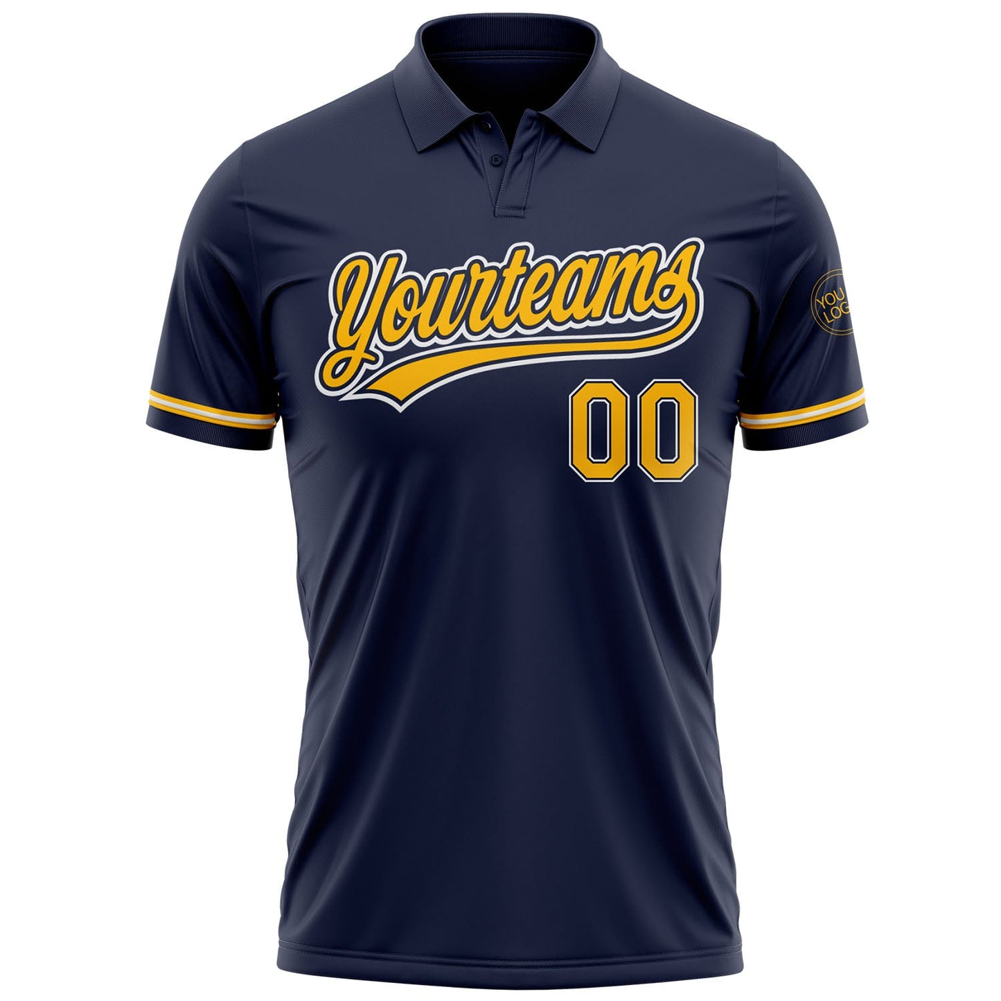 Custom Navy Gold-White Performance Vapor Golf Polo Shirt view 2