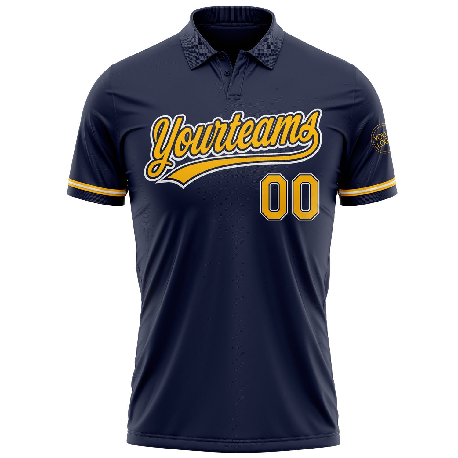 Custom Navy Gold-White Performance Vapor Golf Polo Shirt view 2