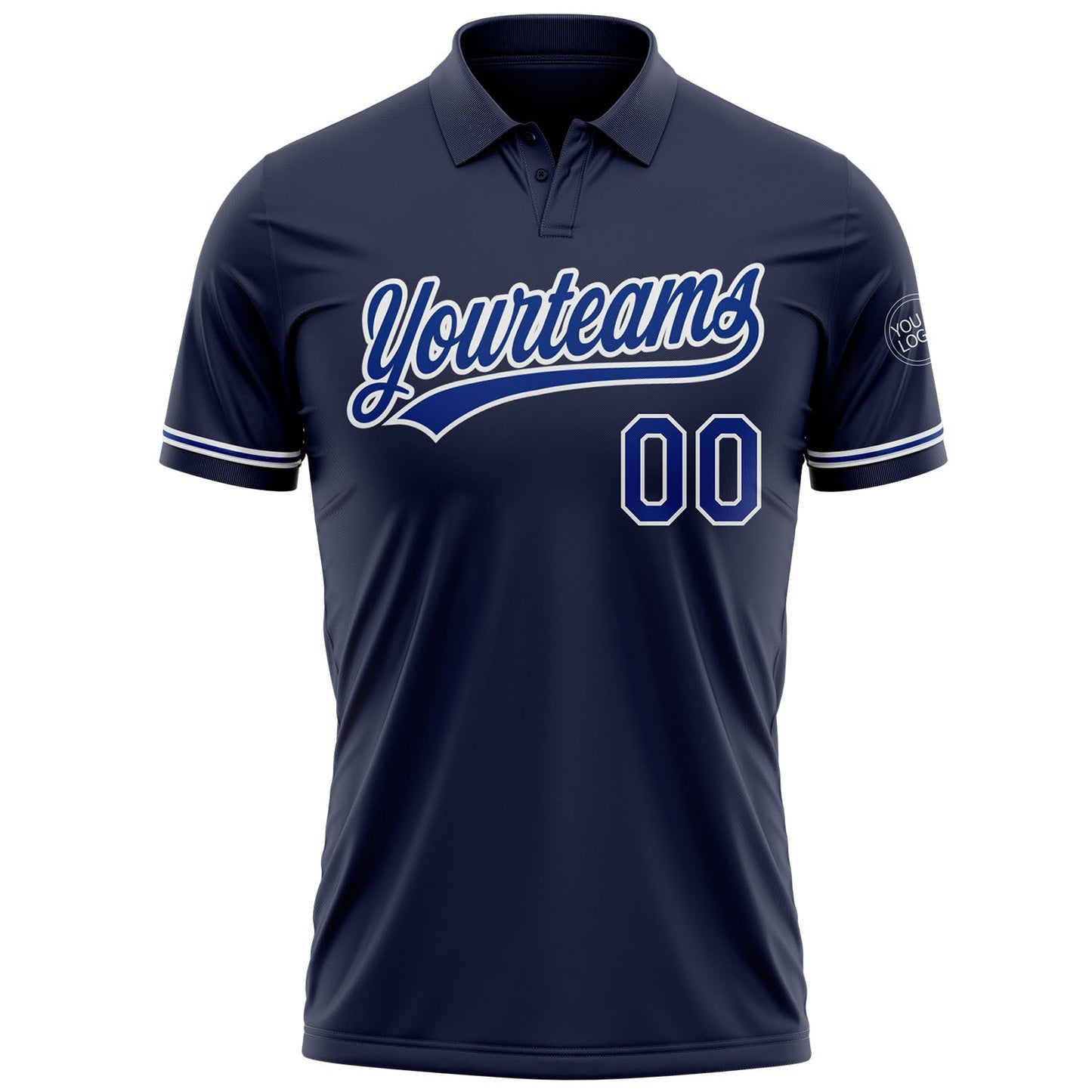 Custom Navy Royal-White Performance Vapor Golf Polo Shirt view 2